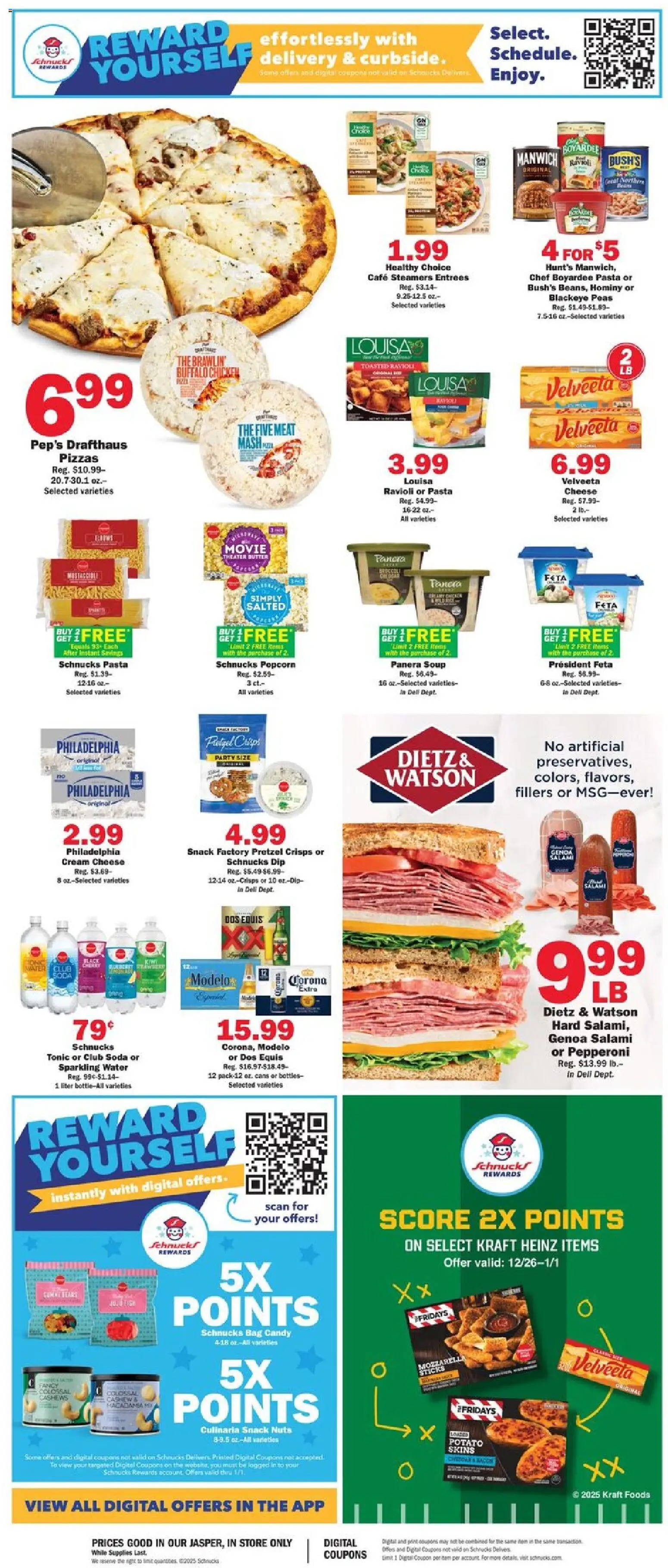 Schnucks Ad - valid from 26.12.2025 | Page: 2 | Products: Cheese, Fish, Pasta, Bag