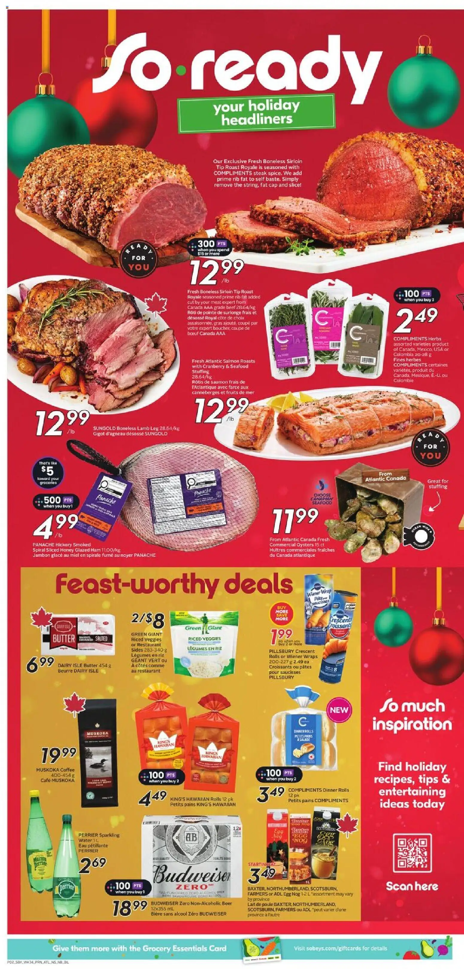 Sobeys flyer valid from 18.12.2025 | Page: 5 | Products: Beef, Cap, Ham, Beer