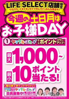 13.09.2025から有効なオファーを含む ヤマダ 電機 - 今週の土日月はお子様DAY