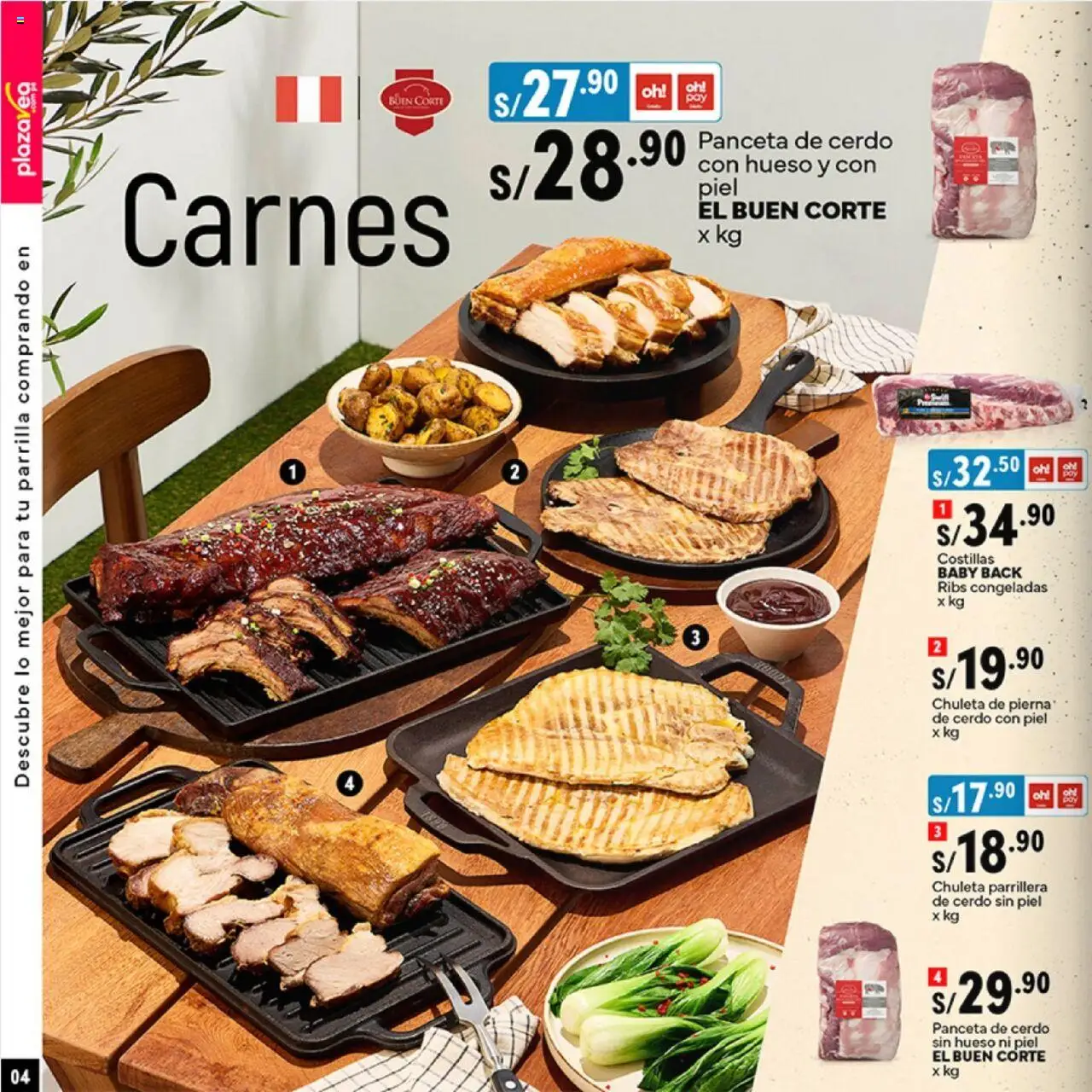Catálogo Plaza Vea válido desde 13.06.2025 | Página: 4 | Productos: Cerdo, Parrilla