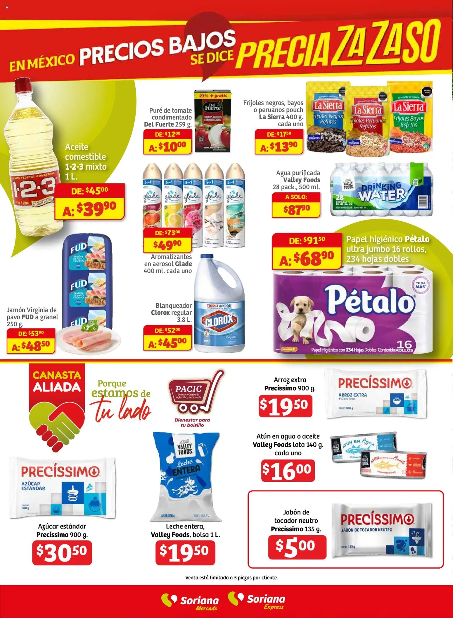 Nuevas ofertas de Soriana válidas en toda la República Mexicana desde el 04.12.2025. ¡Encuentra las mejores ofertas en Soriana - Fin de Semana Mercado: Ags, Nay, Jal, Qro, Col, Mich, Gto, Hgo, Tlax, Mor, Pue, Gro, Oax, Edo. de Mex, CDMX, Zac y SLP! | Página: 8 | Productos: Azúcar, Bolsa, Jamón, Sierra