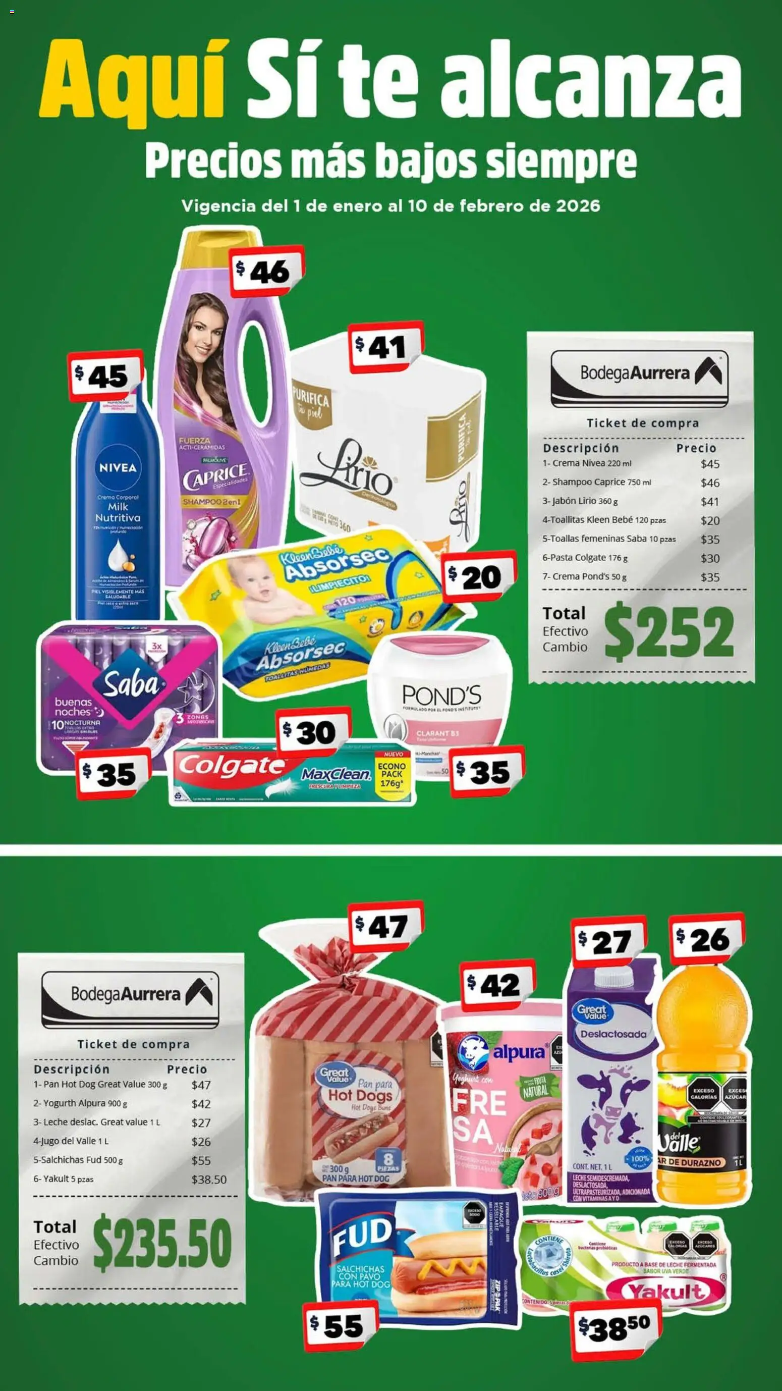 Nuevas ofertas de Bodega Aurrerá válidas en toda la República Mexicana desde el 01.01.2026. ¡Encuentra las mejores ofertas en Bodega Aurrerá folleto Precios más bajos siempre! | Página: 1 | Productos: Durazno, Té, Crema corporal, Jabón