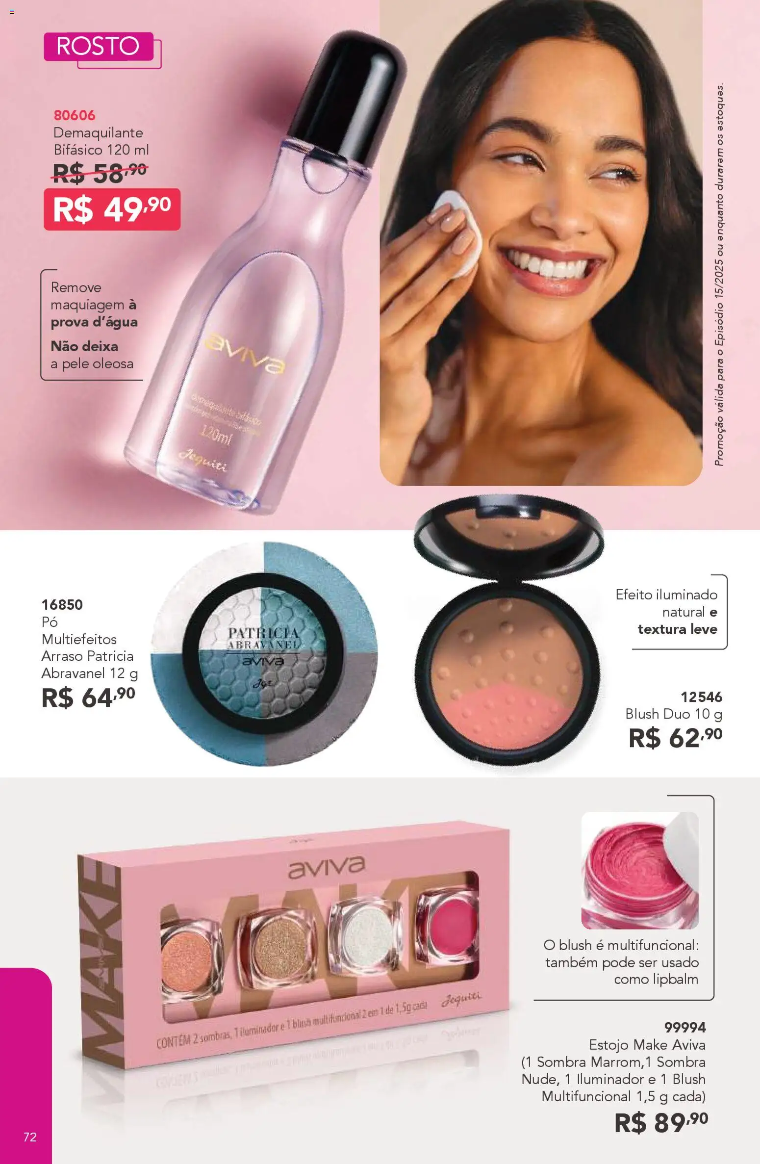 Jequiti Folheto - válido de 24.10.2025 | Página: 72 | Produtos: Maquiagem, Multifuncional, Demaquilante, Iluminador