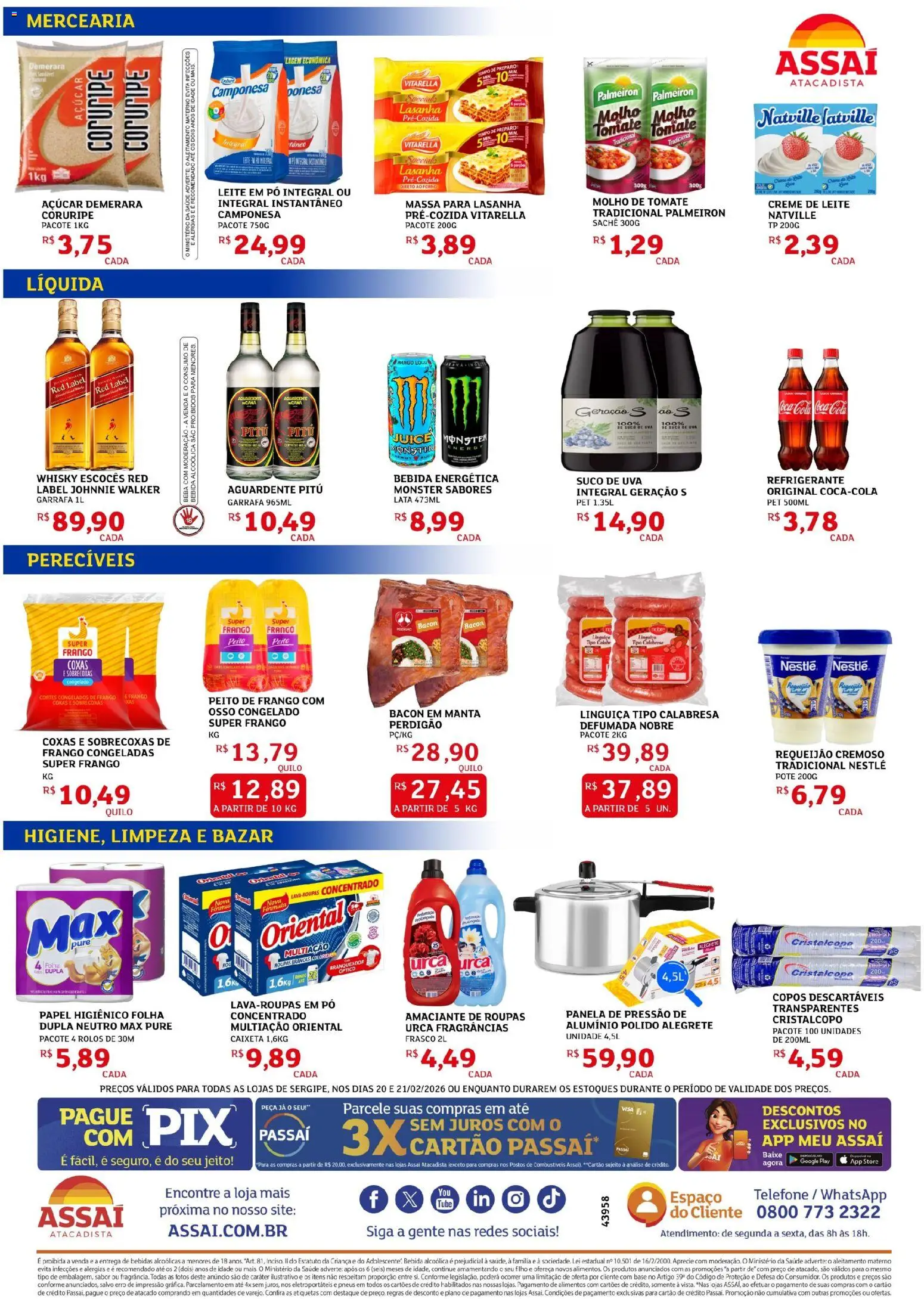 Assaí Atacadista Folheto - válido de 20.02.2026 | Página: 2 | Produtos: Amaciante de roupas, Açúcar demerara, Bebida, Amaciante