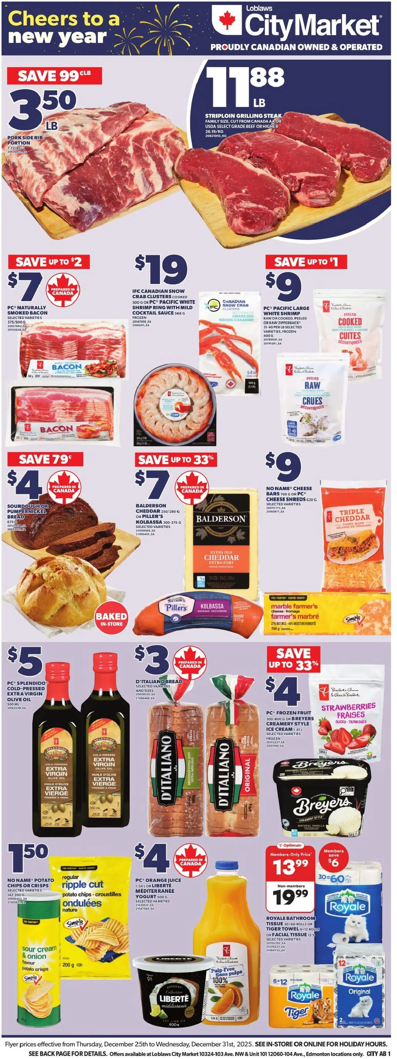 Loblaws flyer valid from 25.12.2025 | Page: 3 | Products: Sour cream, Chips, Cream, Juice