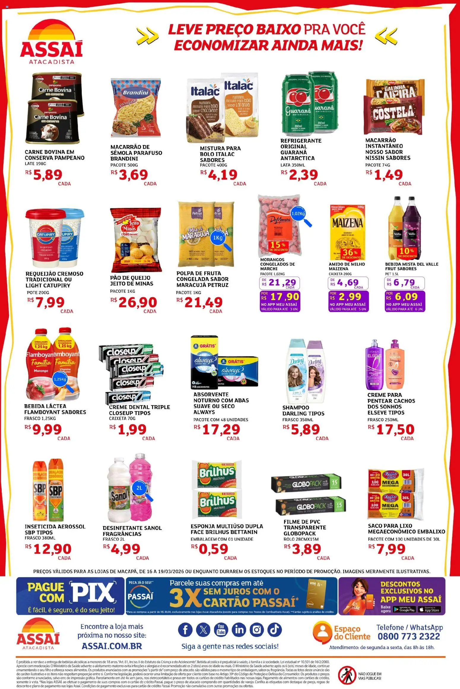 Assaí Atacadista Folheto - válido de 16.03.2026 | Página: 2 | Produtos: Maracujá, Esponja, Pão, Absorvente
