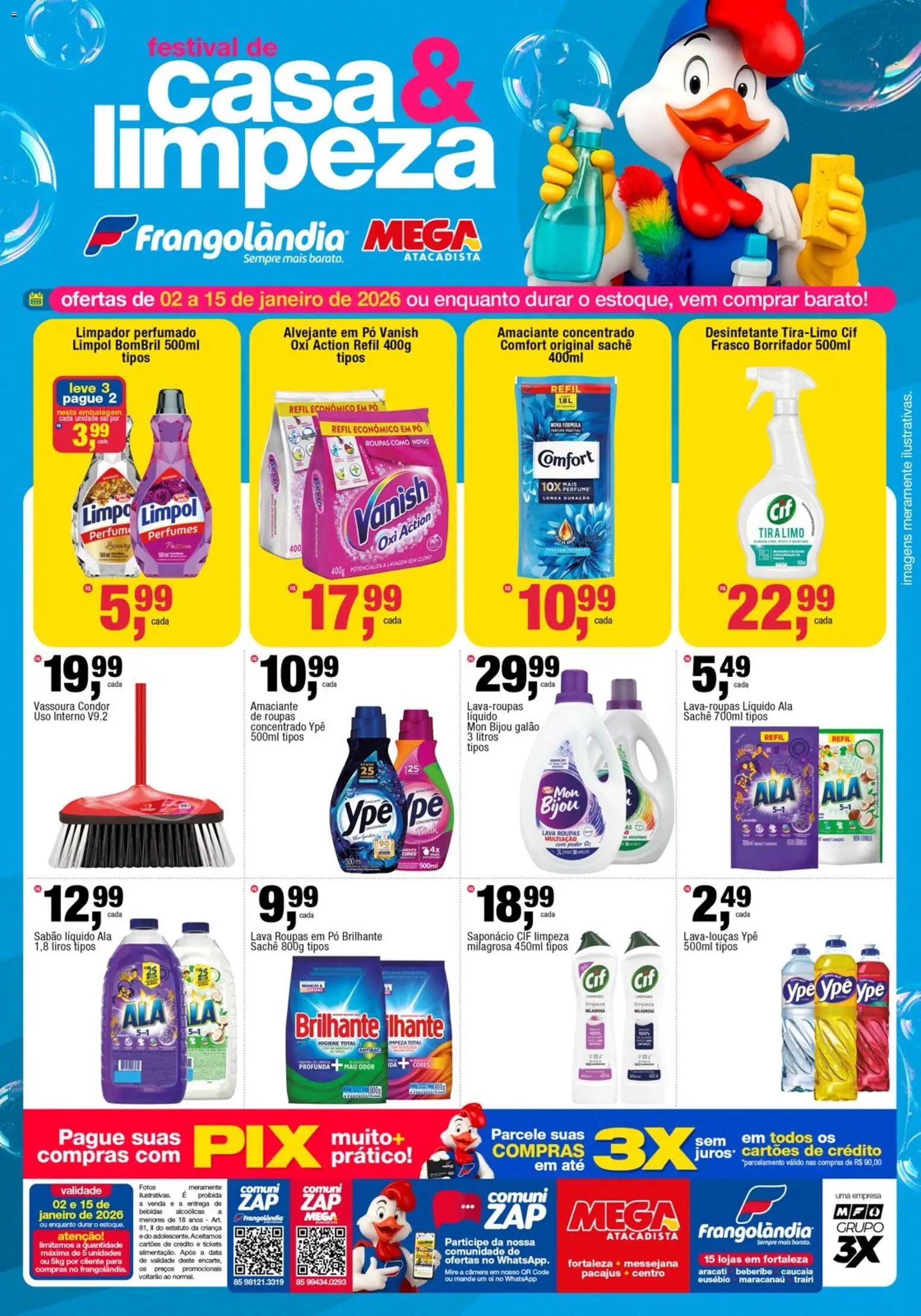 Frangolândia Folheto - válido de 02.01.2026 | Página: 1 | Produtos: Pó, Cloro, Perfumes, Vassoura