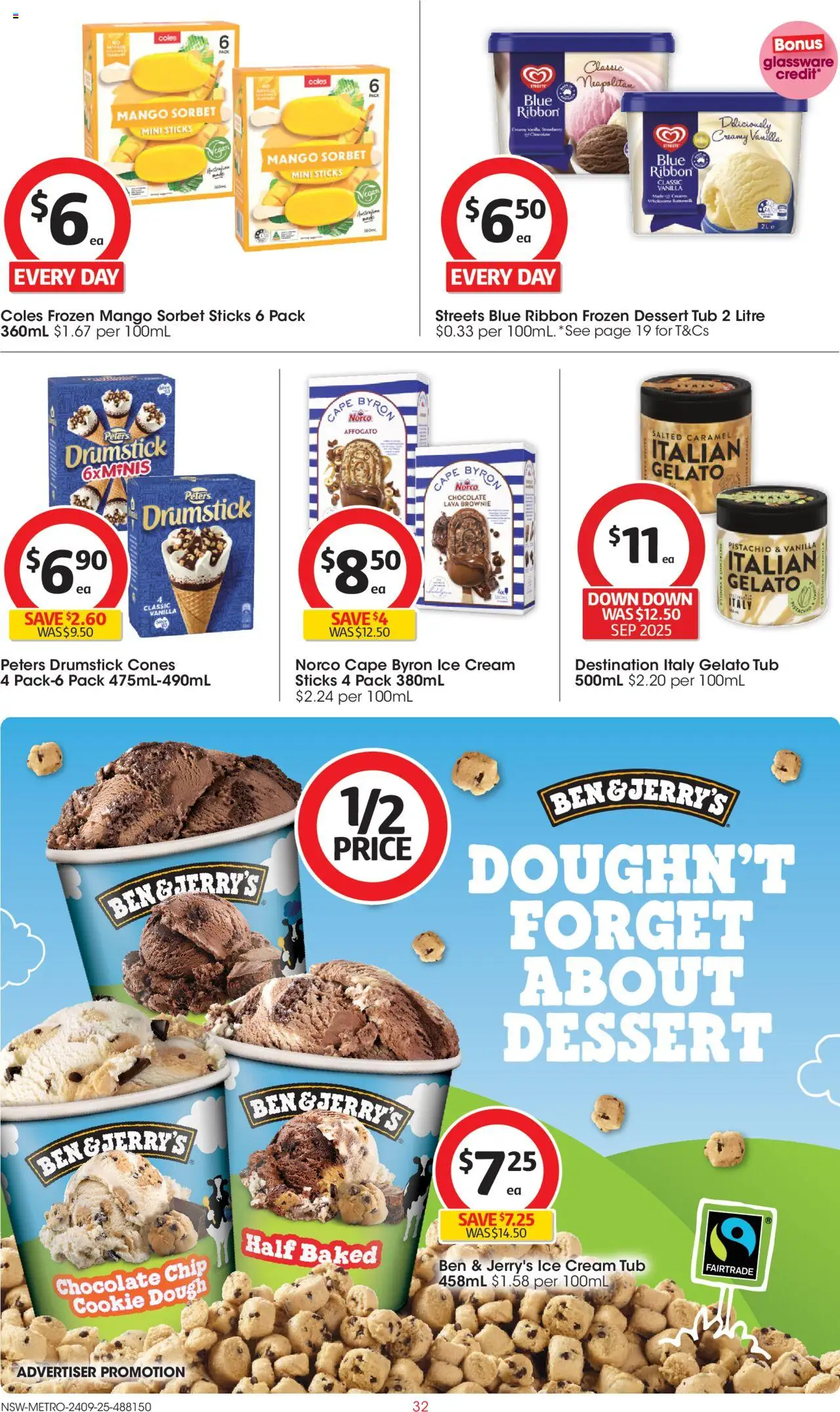 Coles catalogue - valid from 24.09.2025 | Page: 32 | Products: Chocolate, Glassware, Ice cream, Mango