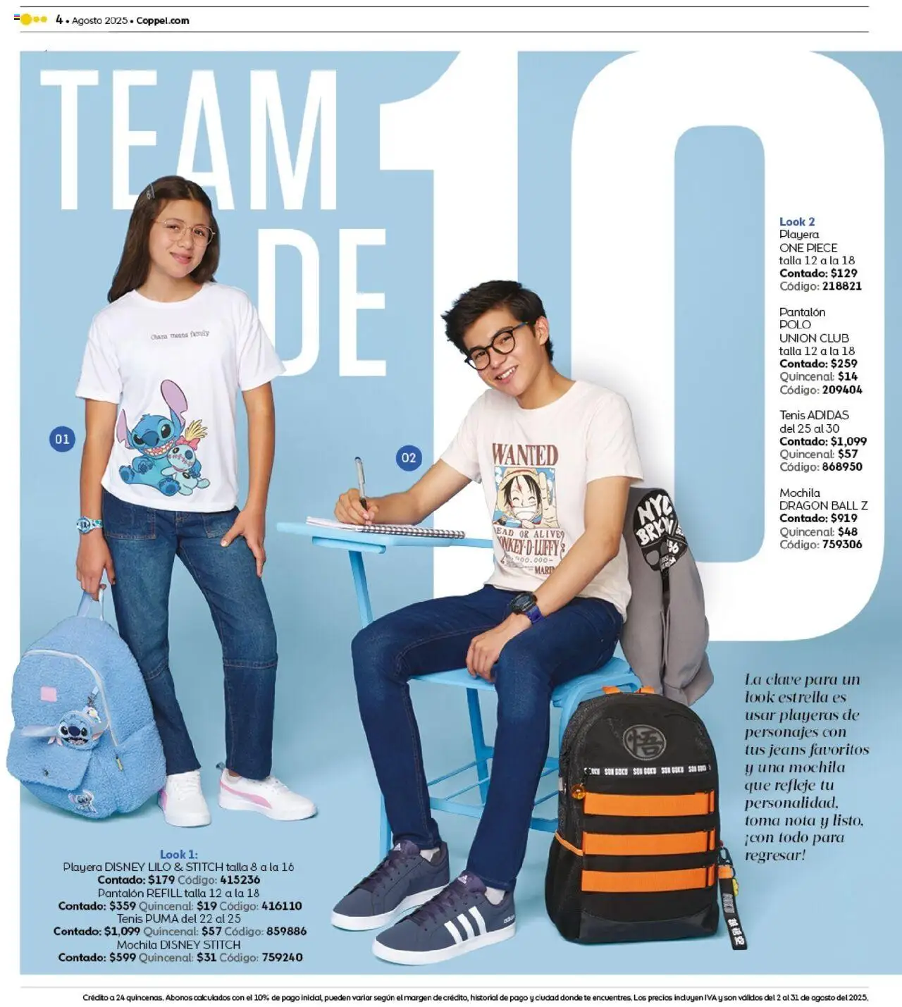 Nuevas ofertas de Coppel válidas en toda la República Mexicana desde el 01.08.2025. ¡Encuentra las mejores ofertas en Coppel - Catálogo Regreso a Clases! | Página: 4 | Productos: Tenis, Mochila, Playera, Té