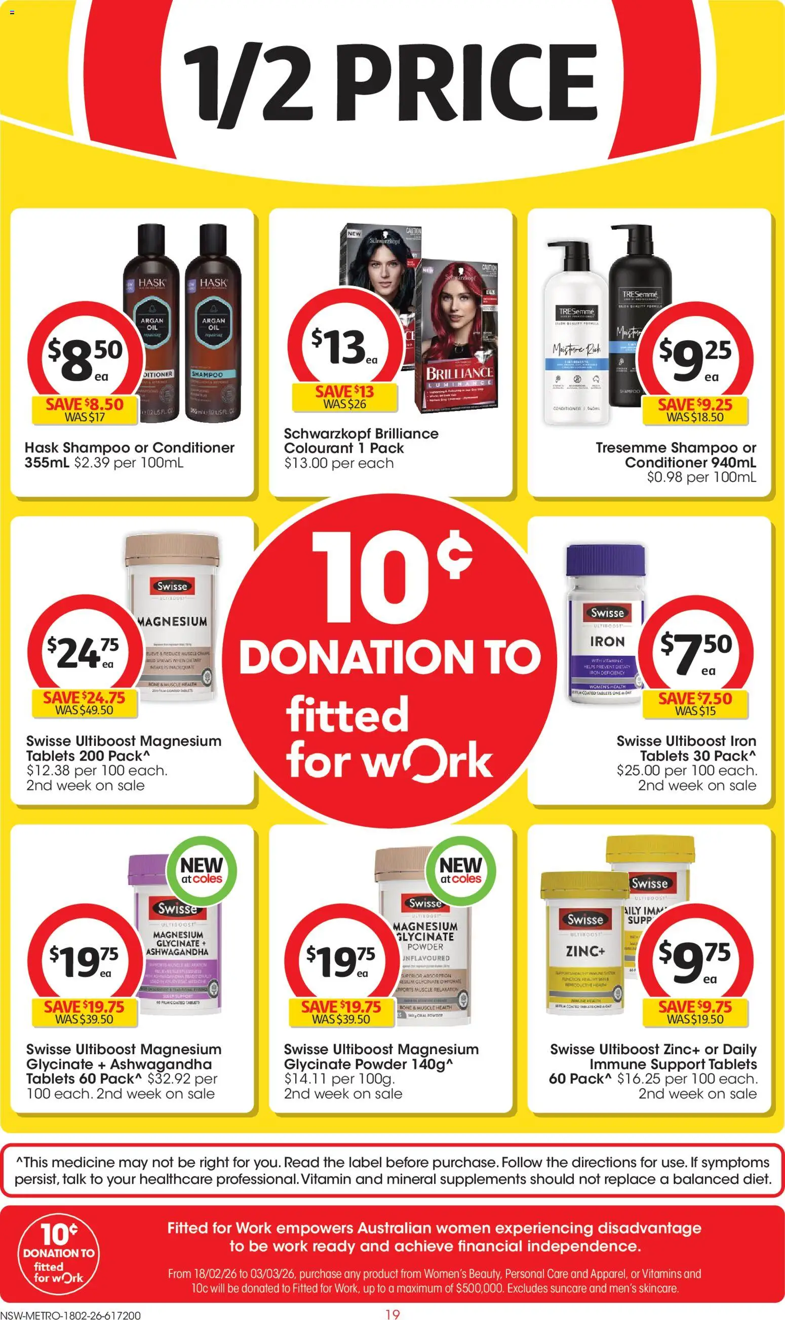 Coles catalogue - valid from 18.02.2026 | Page: 19 | Products: Powder, Shampoo, Tablets, Zinc