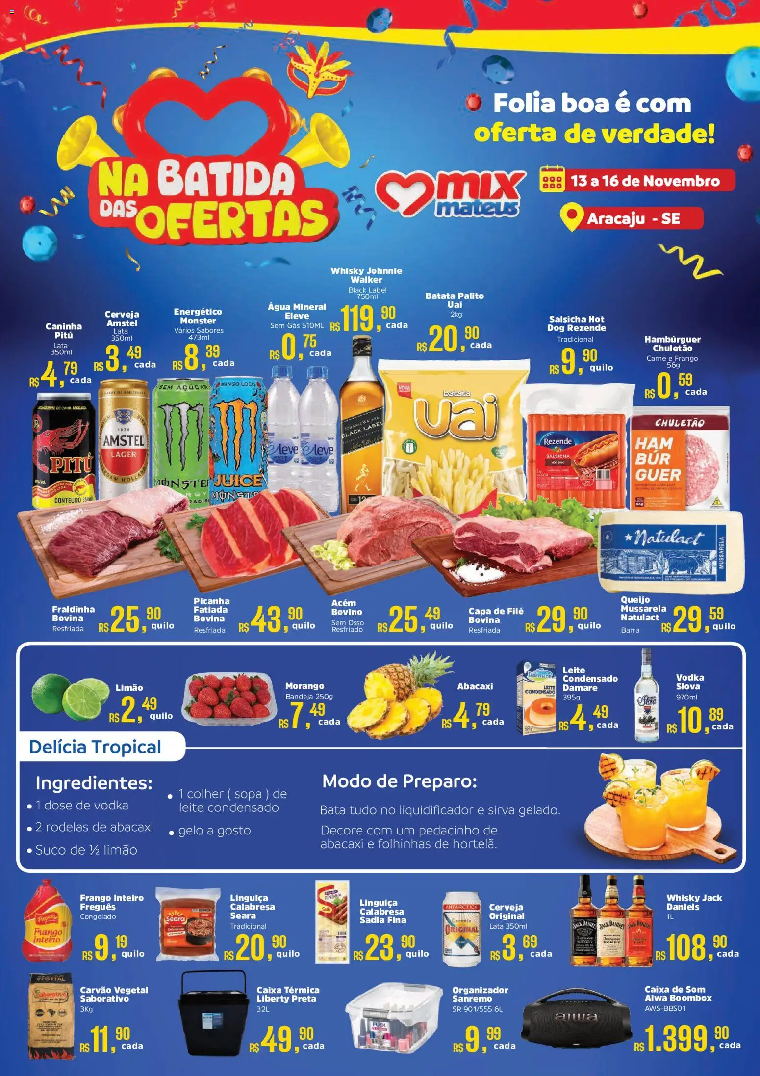 Mateus Folheto - válido de 13.11.2025 | Página: 1 | Produtos: Caixa térmica, Acém, Abacaxi, Bandeja