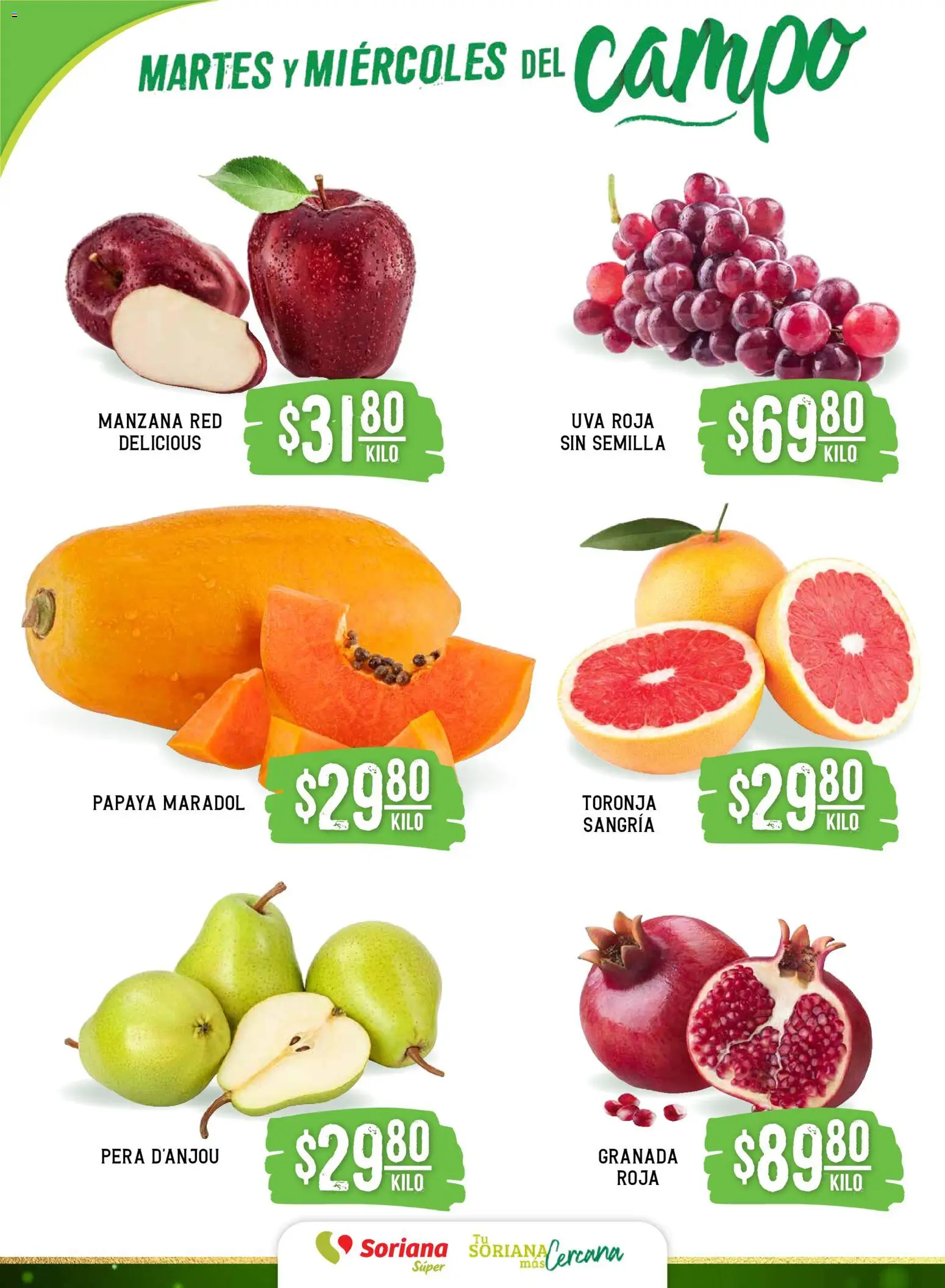 Nuevas ofertas de Soriana válidas en toda la República Mexicana desde el 02.12.2025. ¡Encuentra las mejores ofertas en Soriana - Martes y Miércoles del Campo Súper: Tijuana, Mexicali, Ensenada, San Luis Río Colorado y Tecate! | Página: 2 | Productos: Pera, Manzana, Toronja, Uva