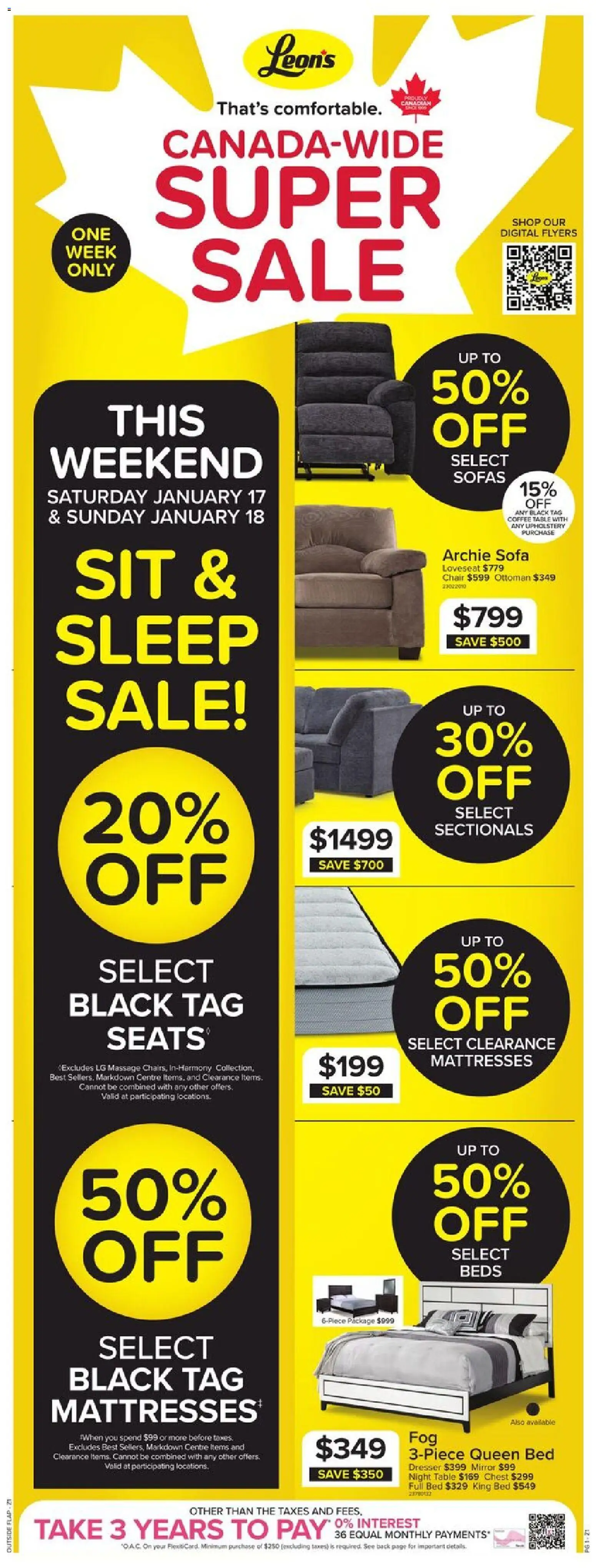 Leon's flyer valid from 15.01.2026 | Page: 1 | Products: Bed, Chair, Mirror, Coffee