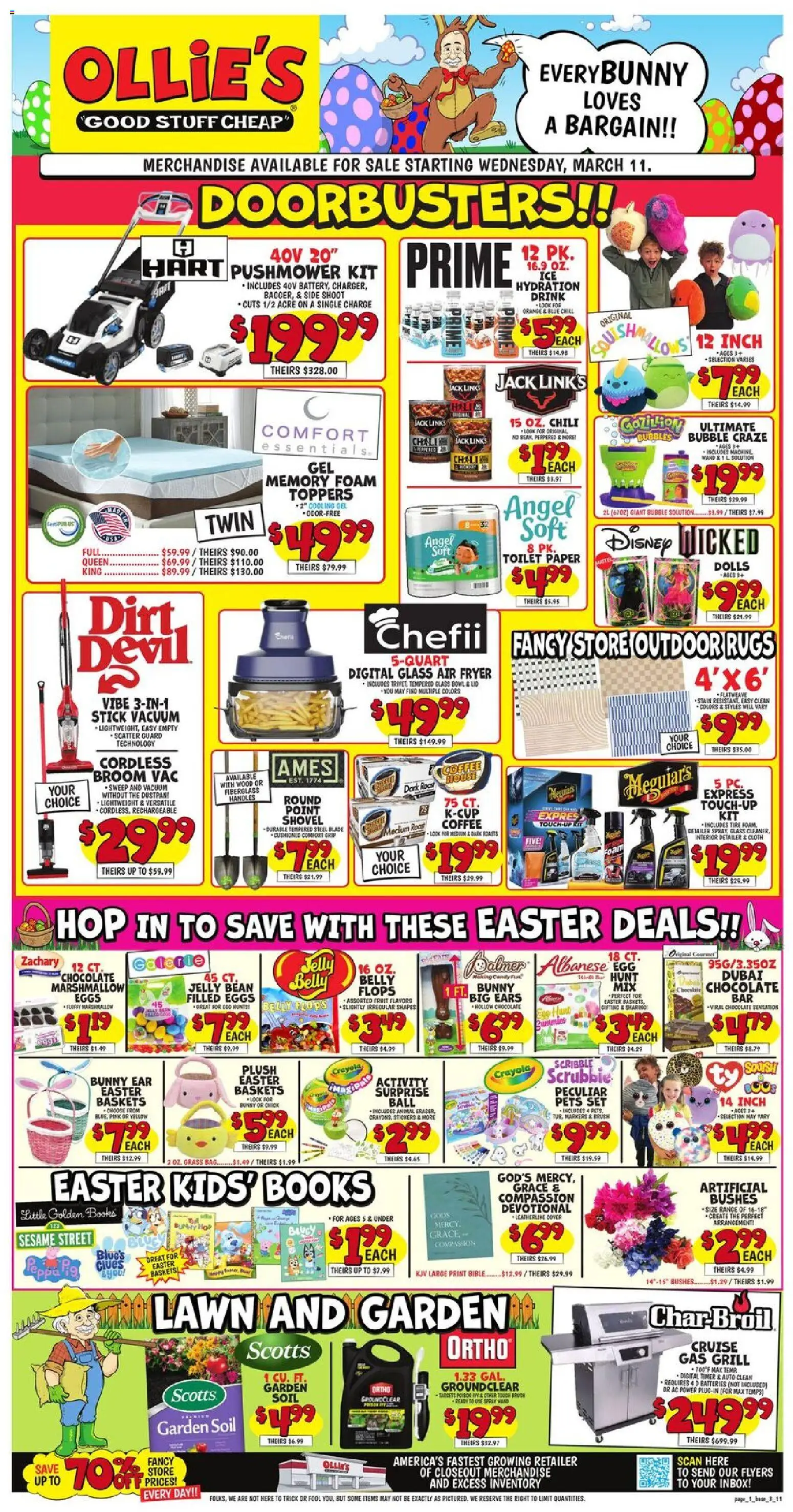 Ollie's Ad - valid from 11.03.2026 | Page: 1 | Products: Vacuum, Chocolate, Bag, Grill