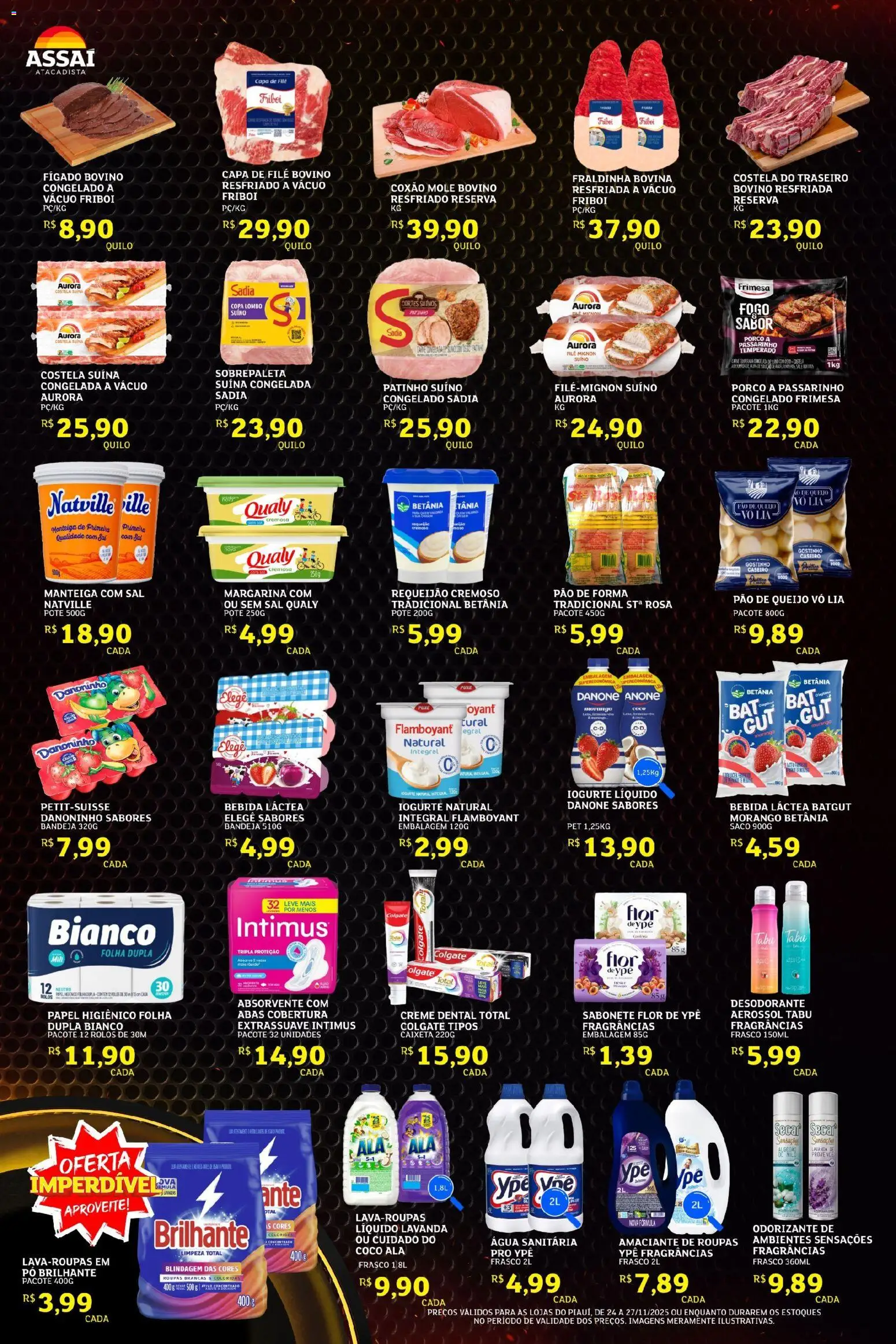 Assaí Atacadista Folheto - válido de 24.11.2025 | Página: 2 | Produtos: Filé mignon, Bandeja, Amaciante, Água sanitária