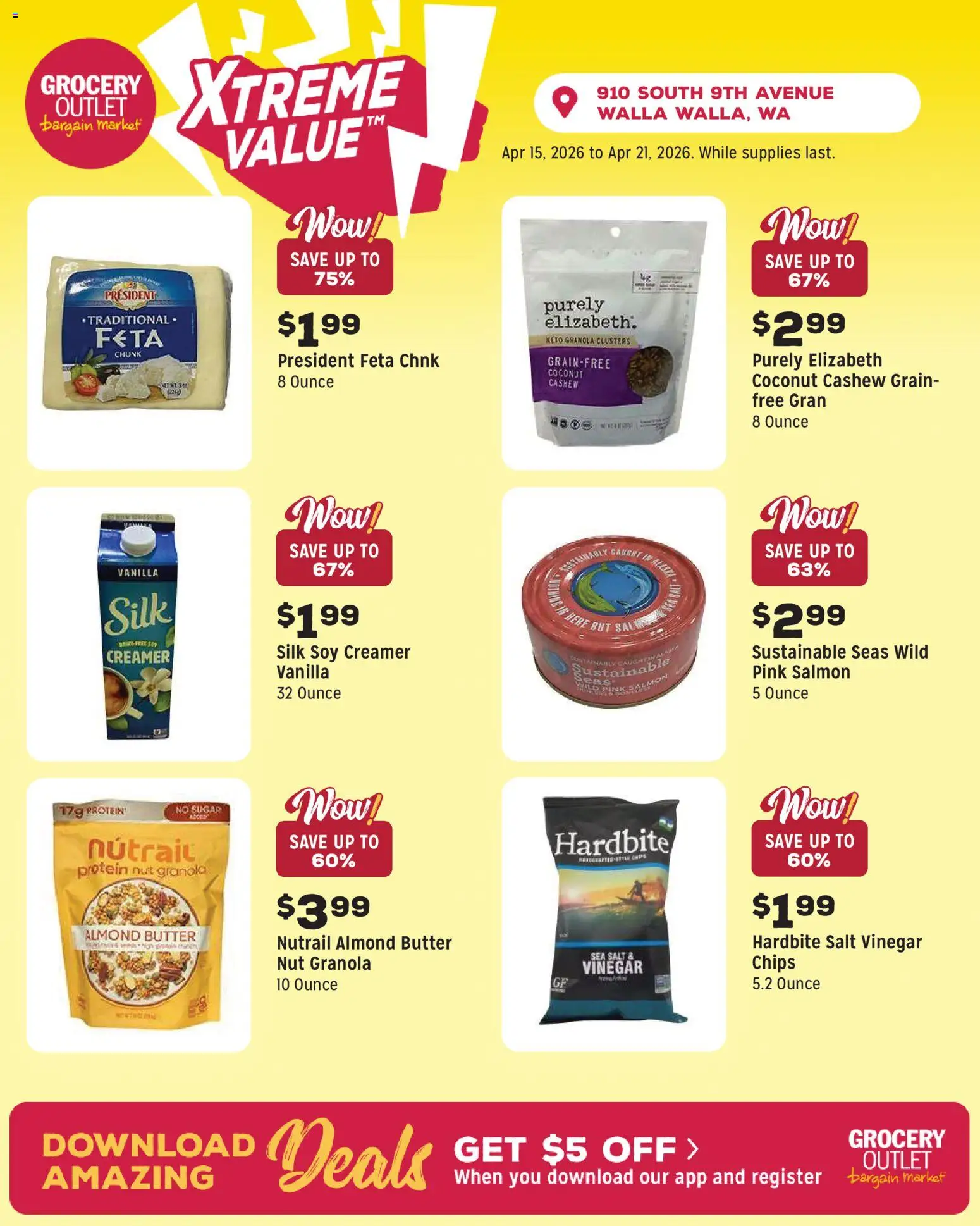Grocery Outlet Weekly Ad - valid from 15.04.2026 | Page: 5 | Products: Vinegar, Butter, Chips, Sugar