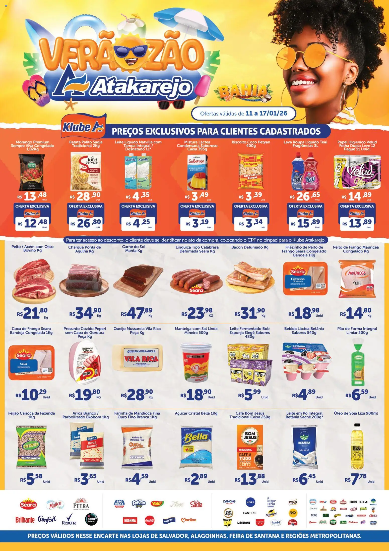 Atakarejo Folheto - válido de 11.01.2026 | Página: 1 | Produtos: Leite, Carne, Sal, Leite fermentado