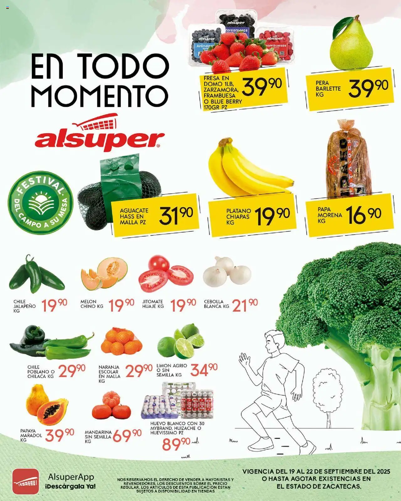 Nuevas ofertas de Alsuper válidas en toda la República Mexicana desde el 19.09.2025. ¡Encuentra las mejores ofertas en Alsuper - Folleto Zacatecas! | Página: 1 | Productos: Cebolla, Melón, Limón, Aguacate
