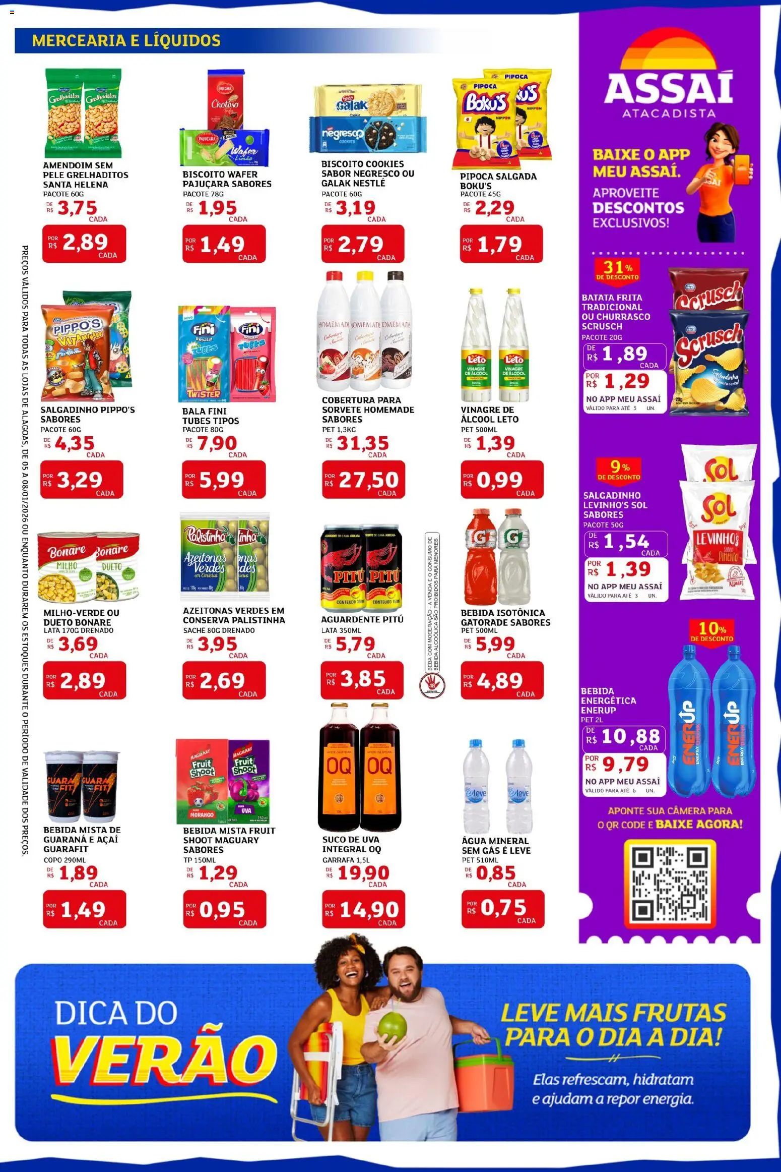 Assaí Atacadista Folheto - válido de 05.01.2026 | Página: 3 | Produtos: Amendoim, Biscoito, Guaraná, Vinagre