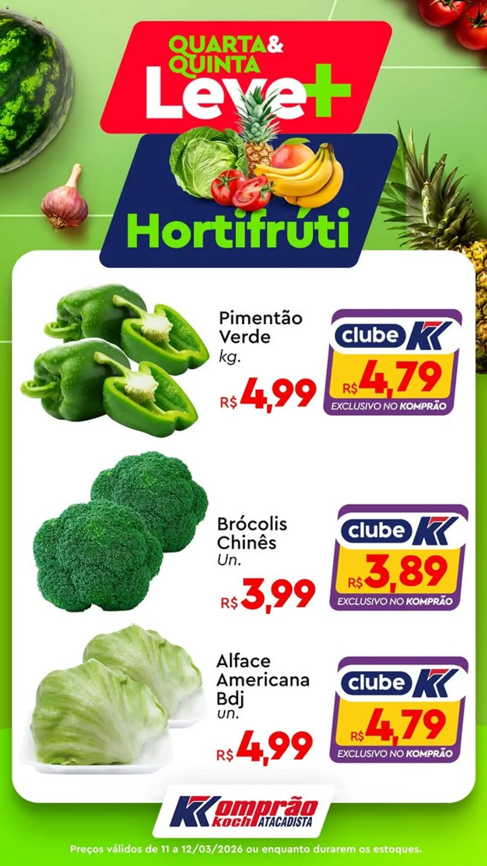 Komprao Atacadista Folheto - válido de 11.03.2026 | Página: 3 | Produtos: Pimentão, Alface, Brócolis