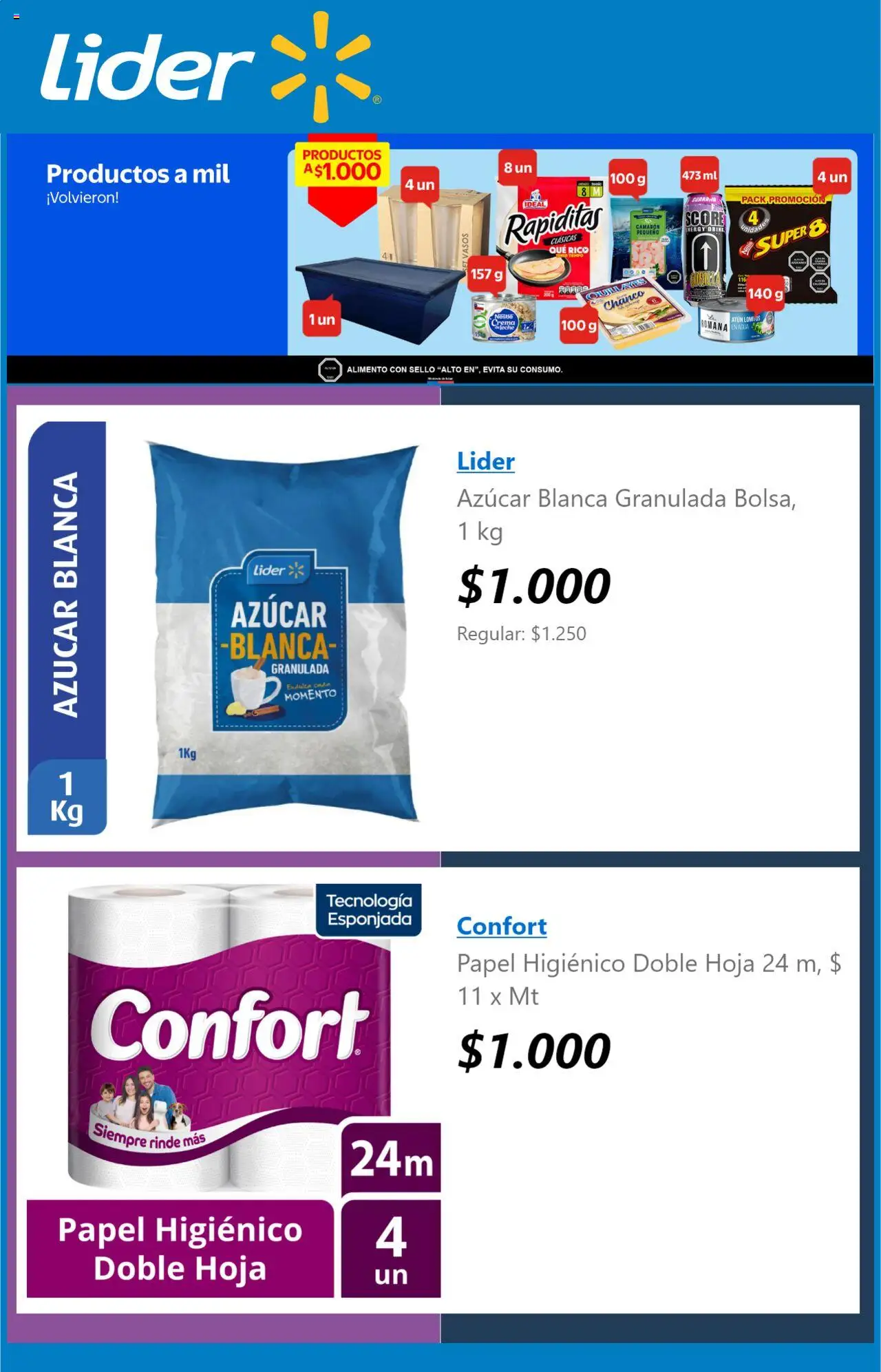 Lider ofertas  │ válido desde el 07.08.2025 | Página: 3 | Productos: Atún, Papel higiénico, Azucar, Crema