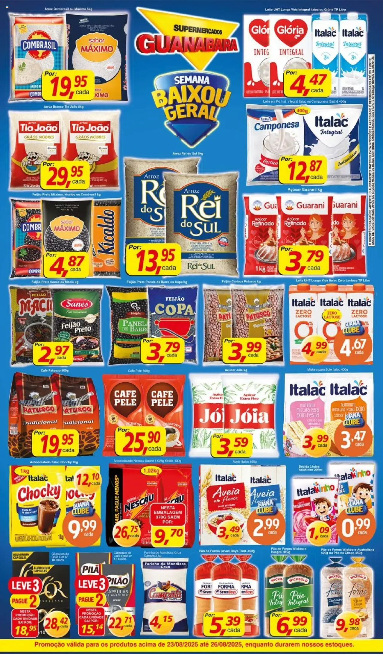 Supermercados Guanabara Folheto - válido de 23.08.2025 | Página: 11 | Produtos: Feijão, Bolo, Pão de forma, Flocos