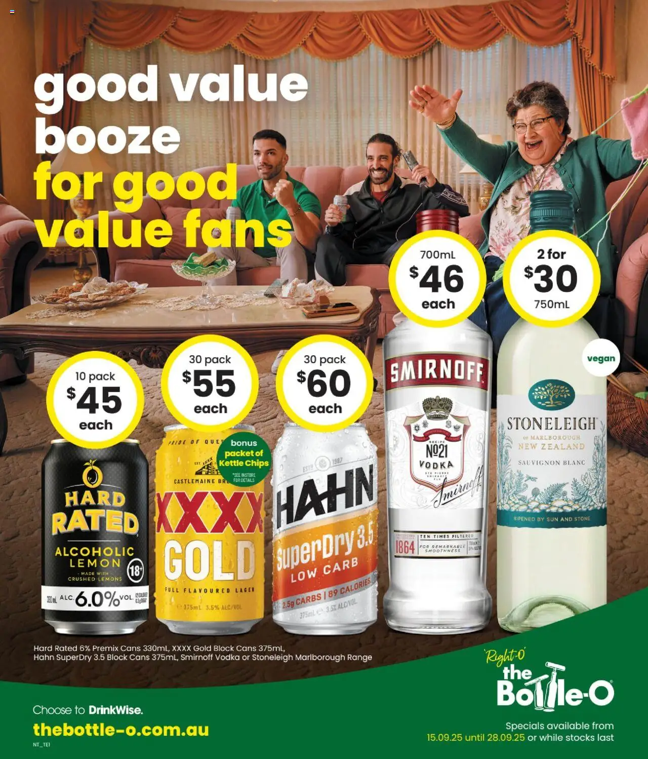 The Bottle-O catalogue - valid from 15.09.2025 | Page: 1 | Products: Chips, Vodka, Lemon, Kettle