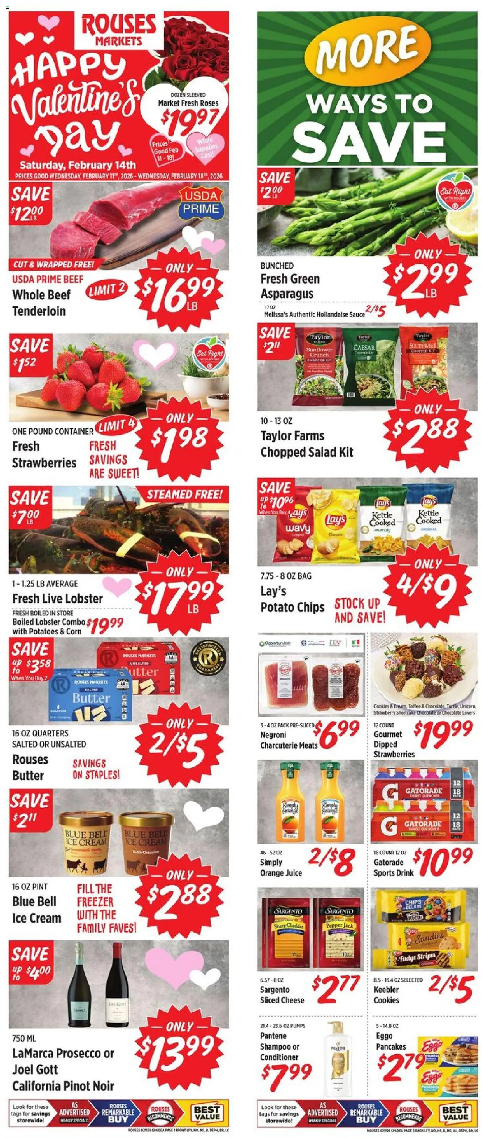 Rouses Weekly Ad - LA - valid from 11.02.2026 | Page: 1 | Products: Asparagus, Cheese, Strawberries, Cream
