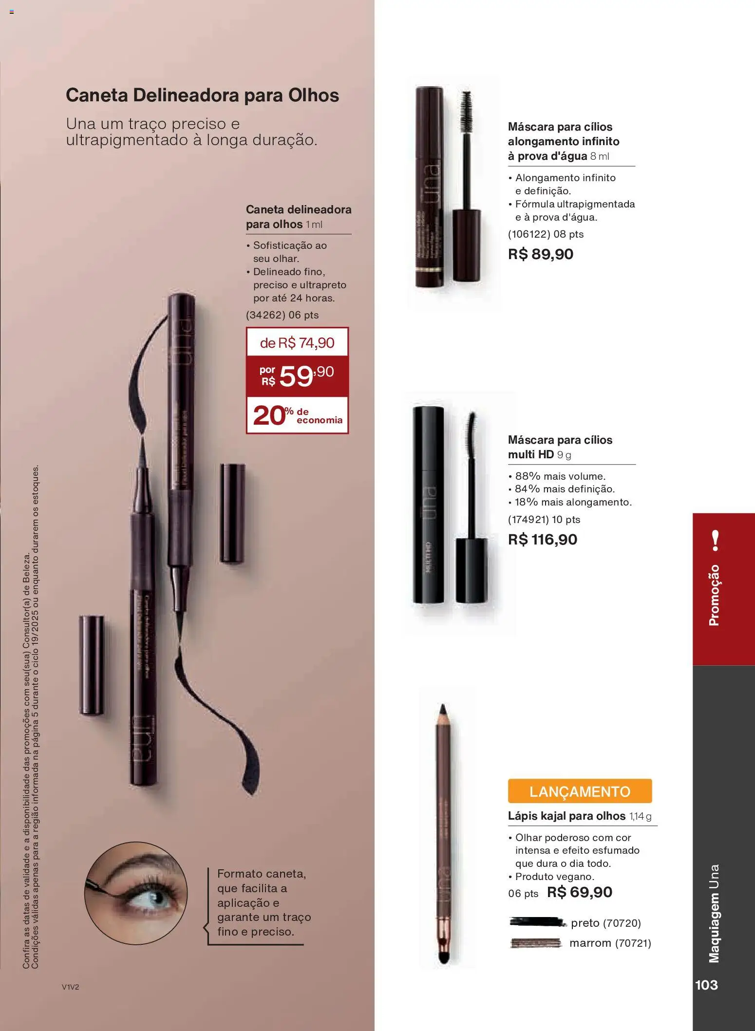 Natura Folheto - válido de 26.11.2025 | Página: 103 | Produtos: Maquiagem, Máscara para cílios, Lápis, Caneta