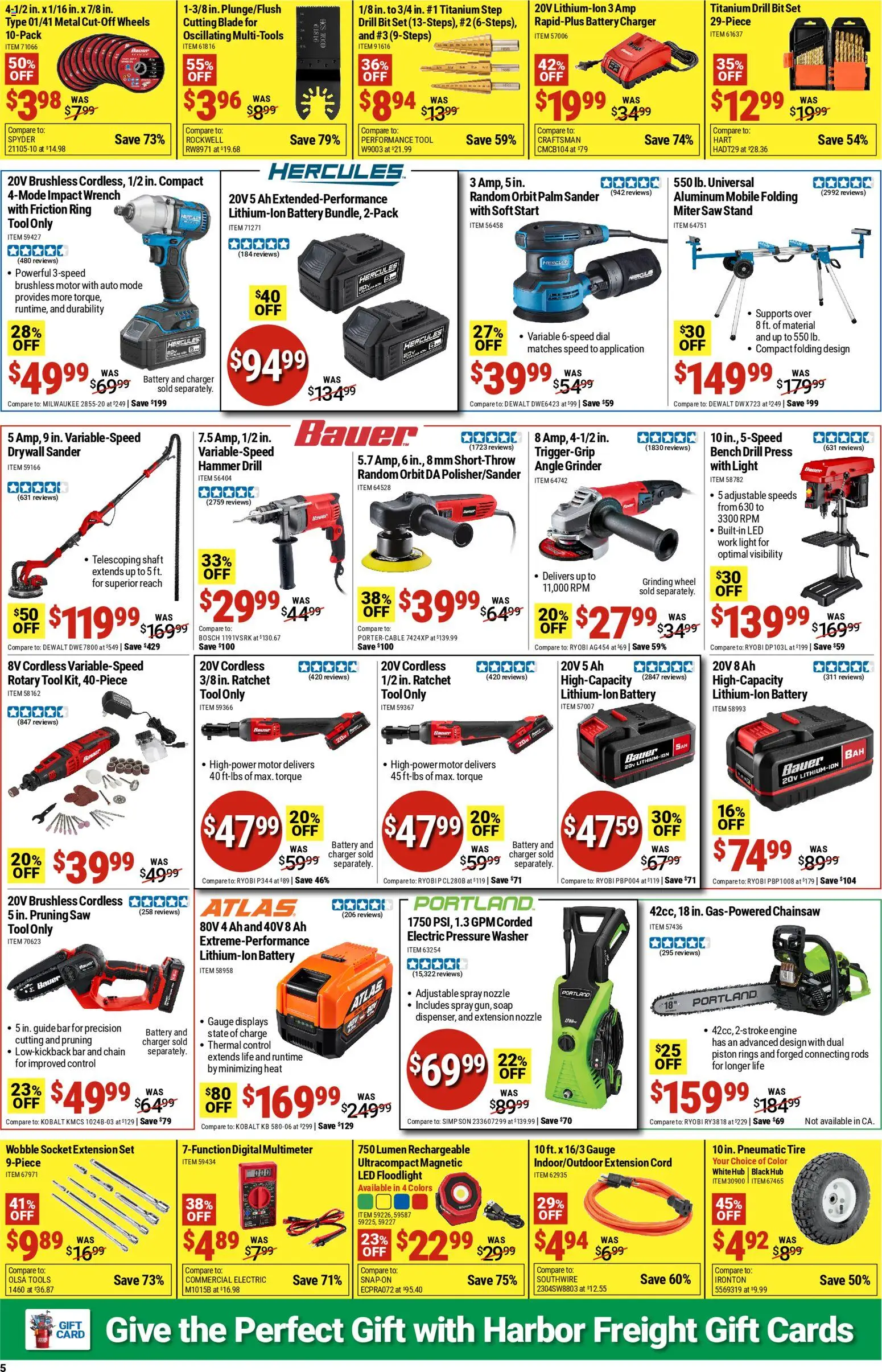 Harbor Freight Black Friday - valid from 24.11.2025 | Page: 5 | Products: Chainsaw, Miter Saw, Soap, Washer