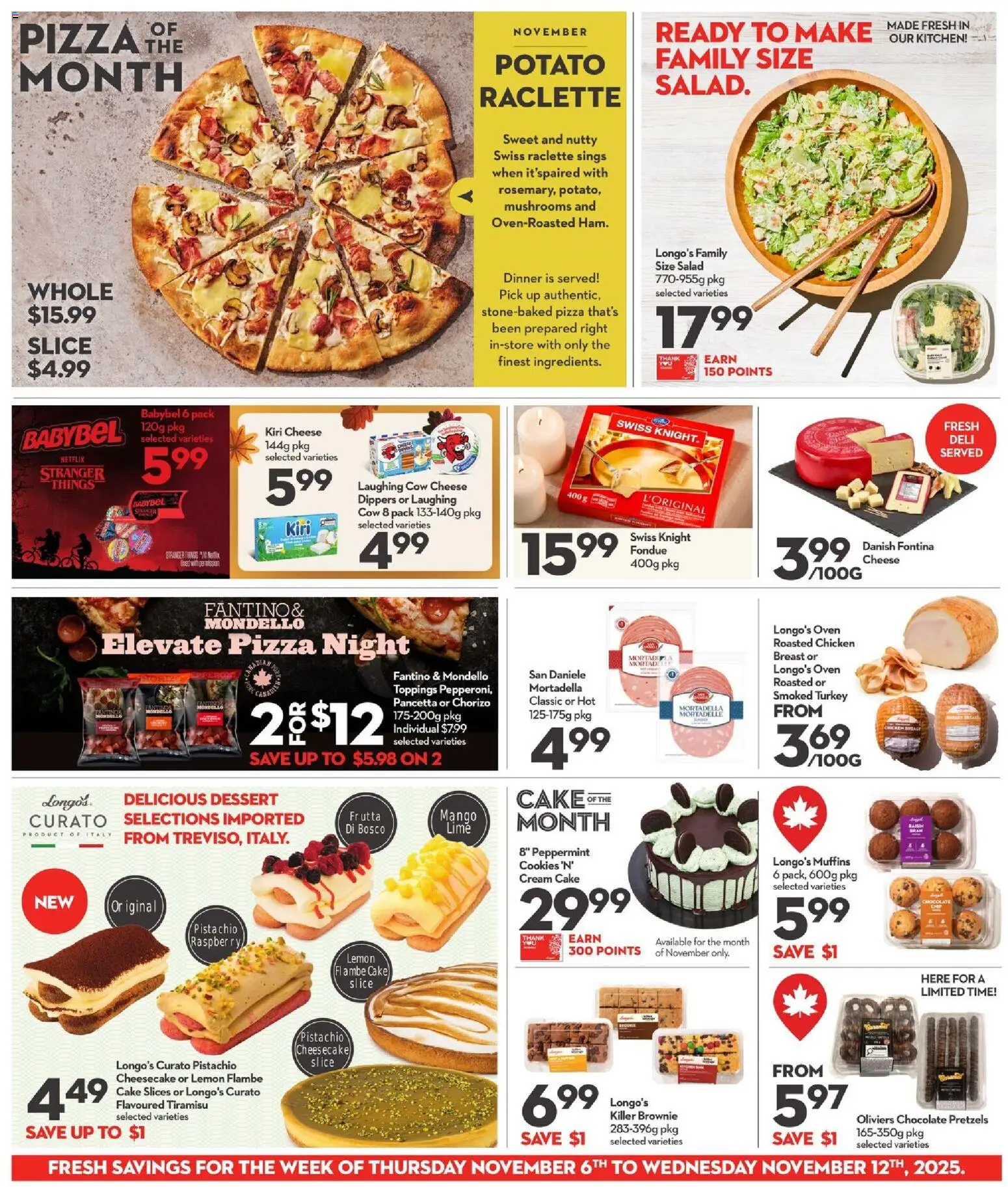 Longo's flyer valid from 06.11.2025 | Page: 5 | Products: Cookies, Oven, Cheese, Pizza
