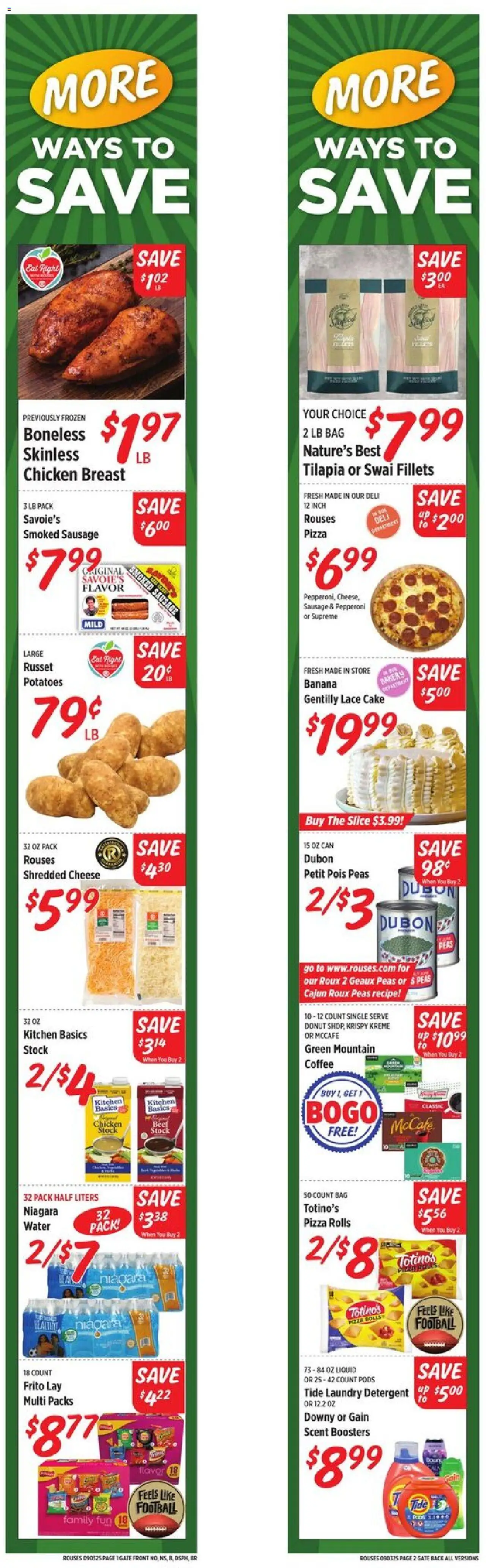 Rouses Weekly Ad - valid from 03.09.2025 | Page: 2 | Products: Bakery, Cheese, Coffee, Water