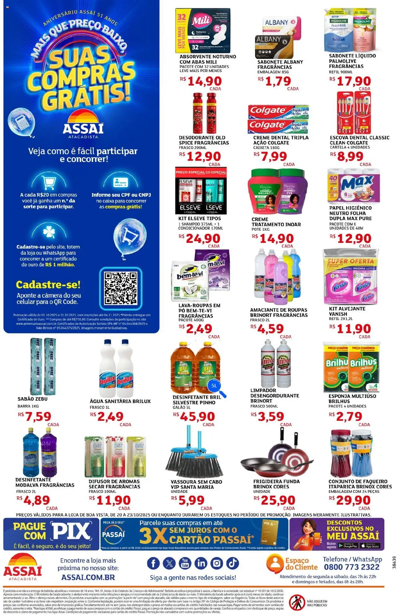 Assaí Atacadista Folheto - válido de 20.10.2025 | Página: 4 | Produtos: Shampoo, Esponja, Sabão, Absorvente