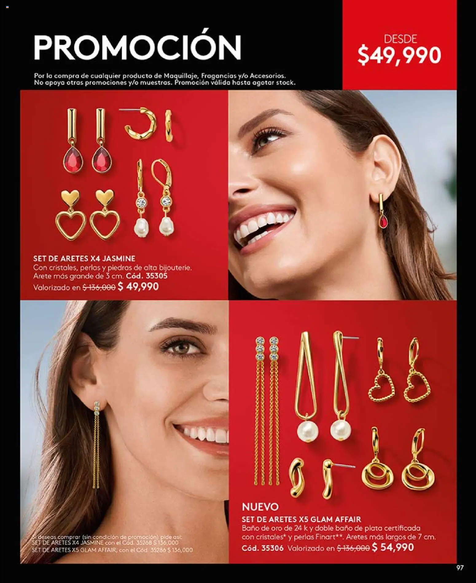 Ésika revista - valida desde el 13.03.2026 | Página: 97 | Productos: Aretes, Baño