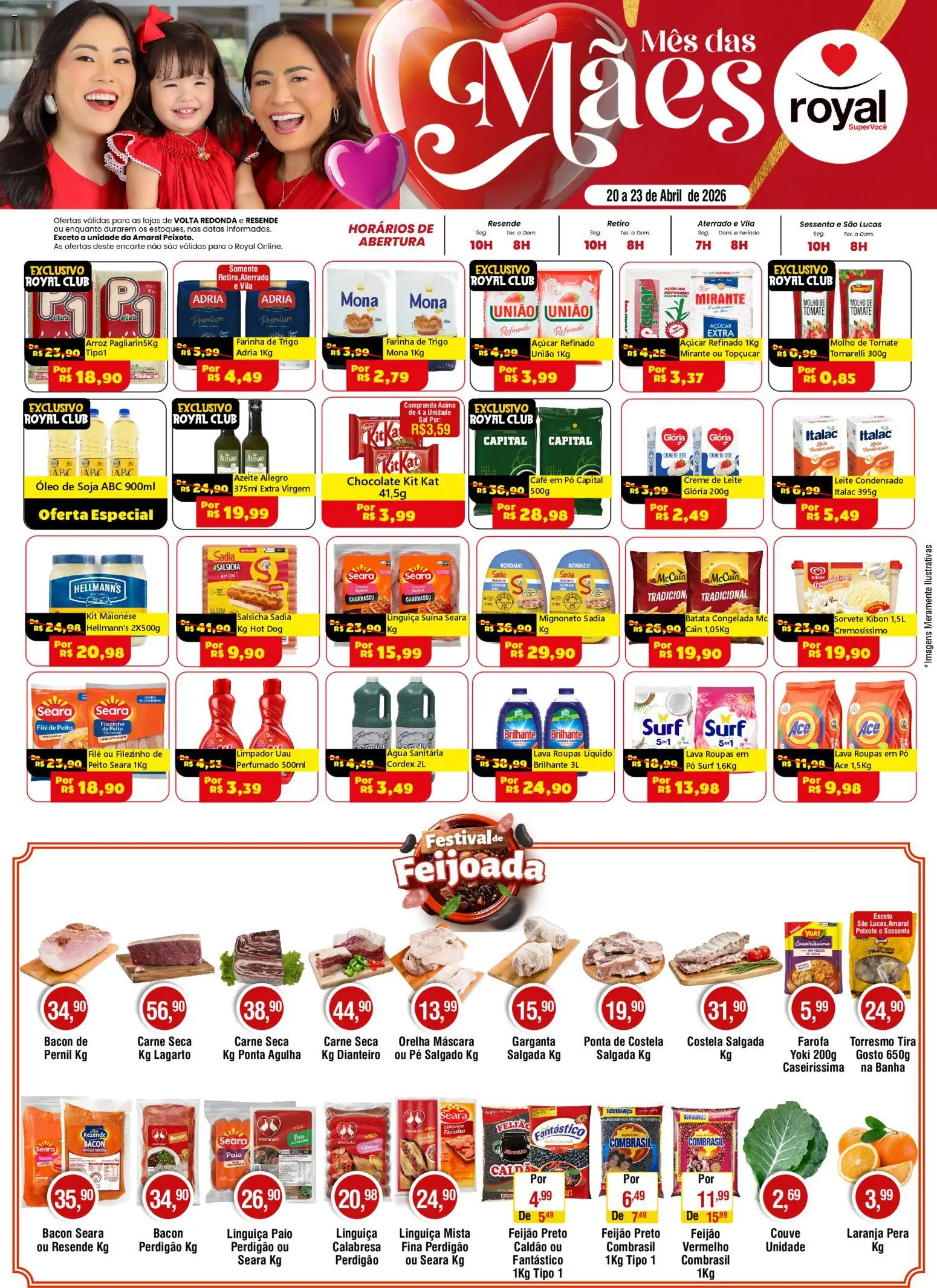 Royal Supermercados Folheto - válido de 20.04.2026 | Página: 1 | Produtos: Molho de tomate, Maionese, Azeite, Água sanitária