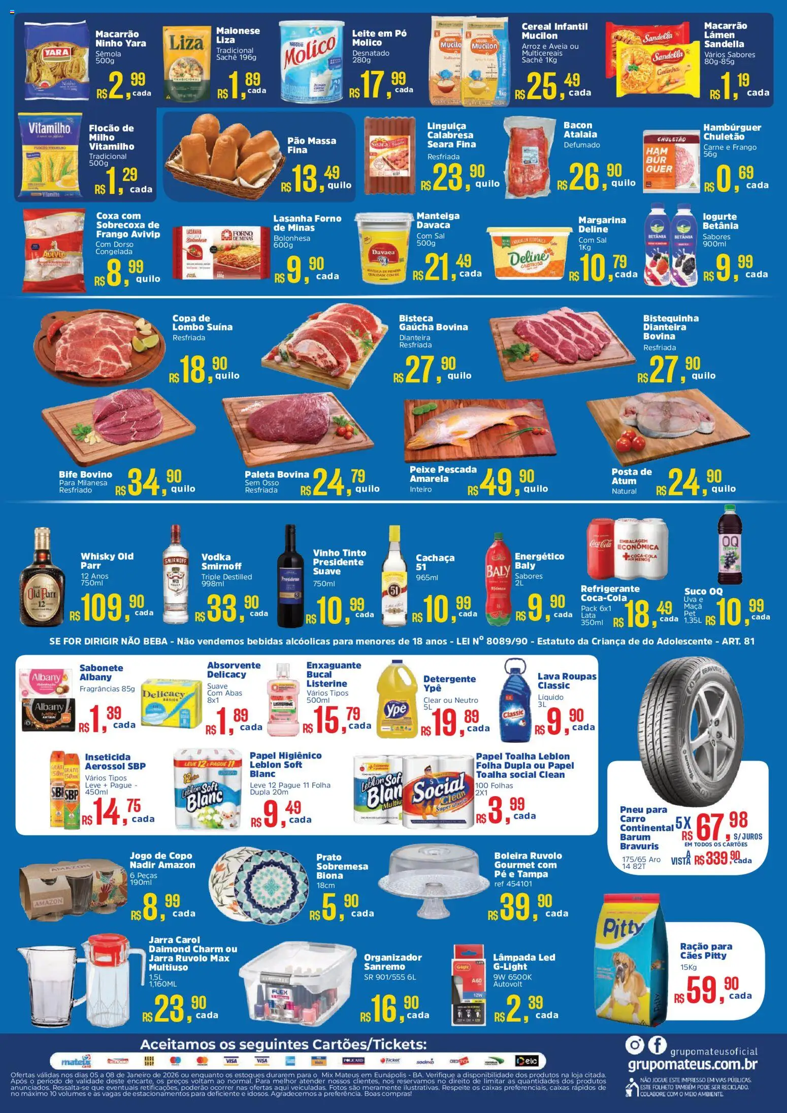 Mateus Folheto - válido de 05.01.2026 | Página: 2 | Produtos: Linguiça, Copa, Mucilon, Leite em pó