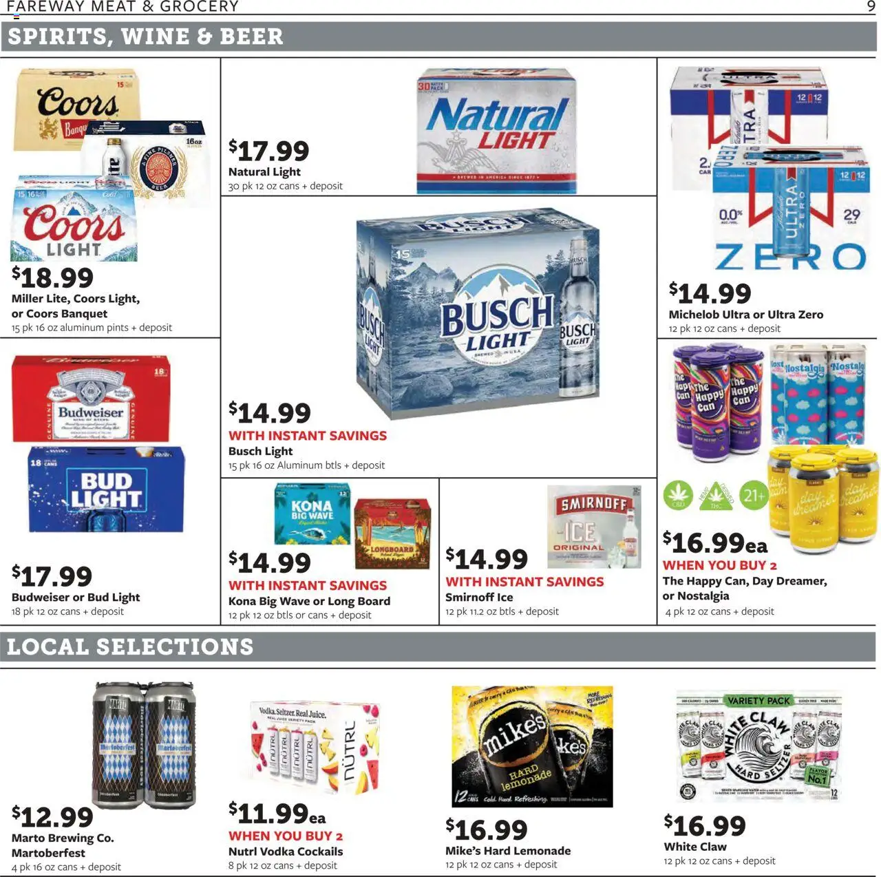 Fareway Weekly Ad - valid from 13.10.2025 | Page: 9 | Products: Wine, Beer, Vodka