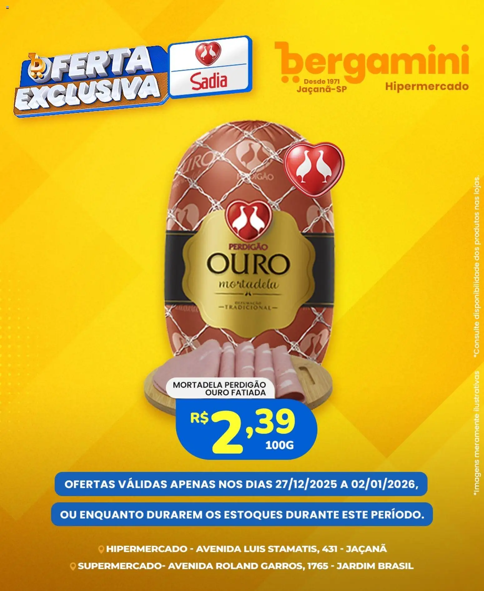 Supermercado Bergamini Folheto - válido de 27.12.2025 | Página: 3 | Produtos: Mortadela