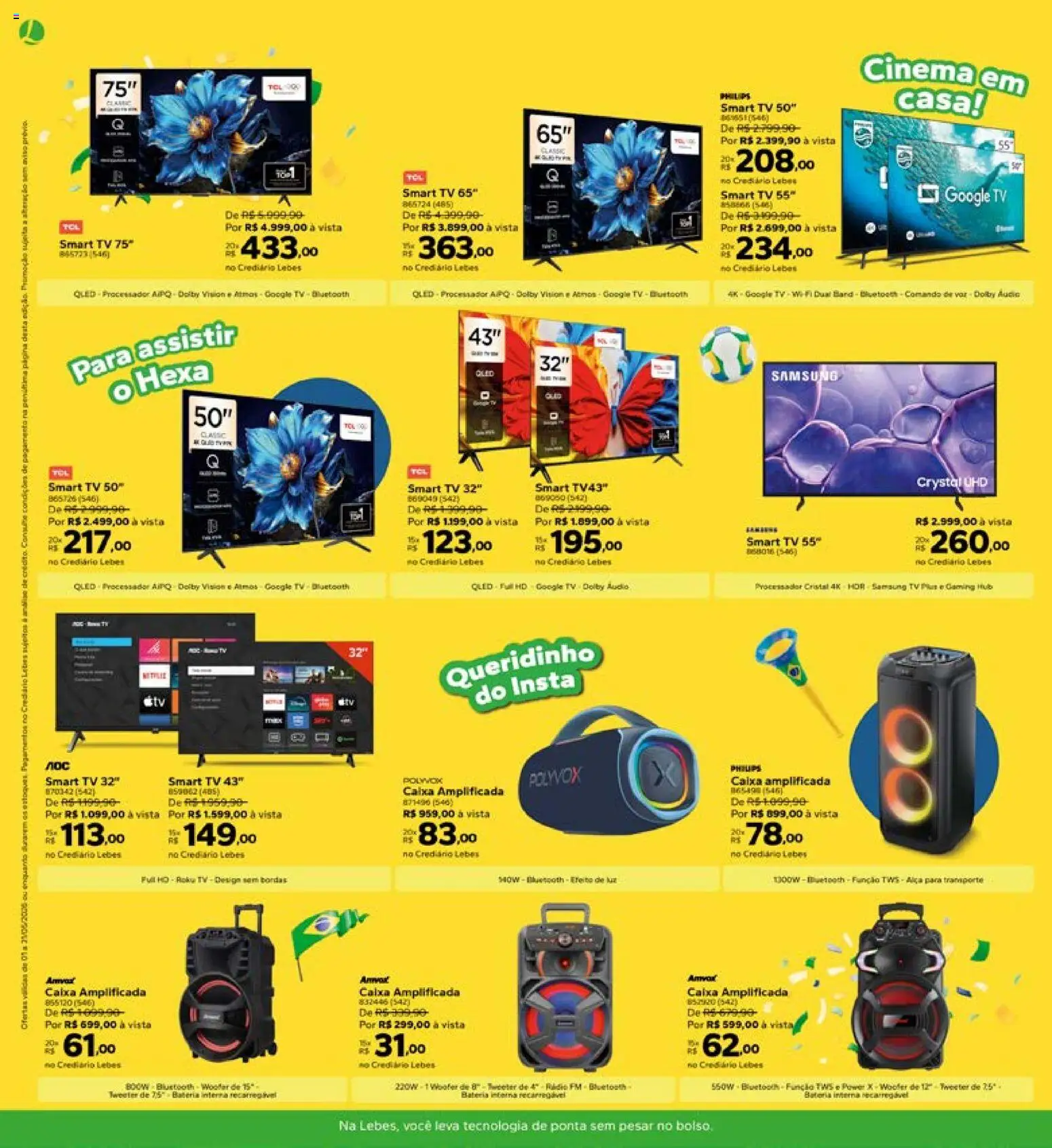 Lebes Folheto - válido de 01.05.2026 | Página: 14 | Produtos: smart TV, Processador, Caixa, Áudio
