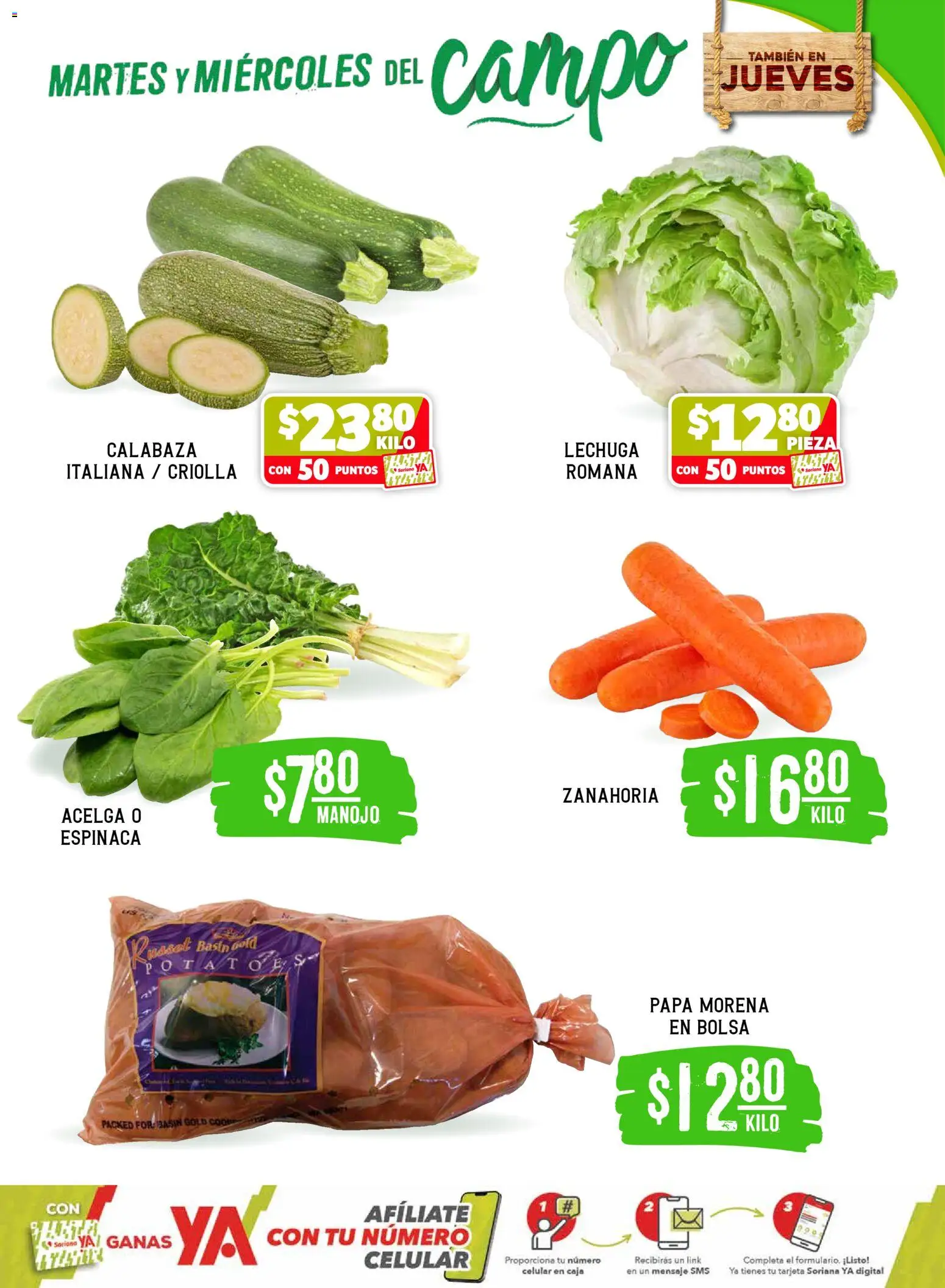 Nuevas ofertas de Soriana válidas en toda la República Mexicana desde el 14.04.2026. ¡Encuentra las mejores ofertas en Soriana Martes y Miércoles del Campo Súper: Saltillo y Torreón! | Página: 3 | Productos: Acelga, Bolsa, Lechuga, Zanahoria