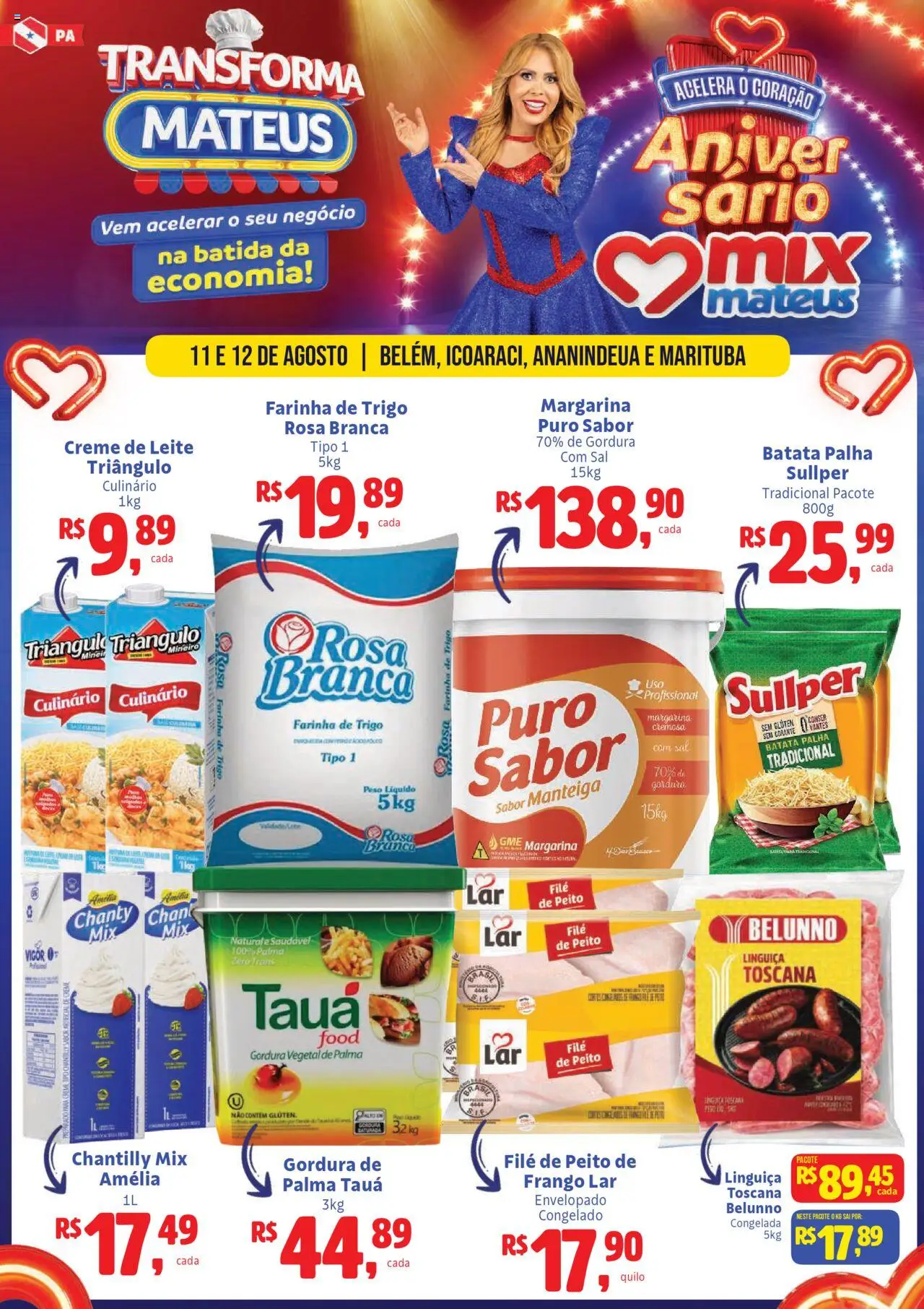 Mateus Folheto - válido de 11.08.2025 | Página: 1 | Produtos: Farinha de trigo, Creme, Batata palha, Sal