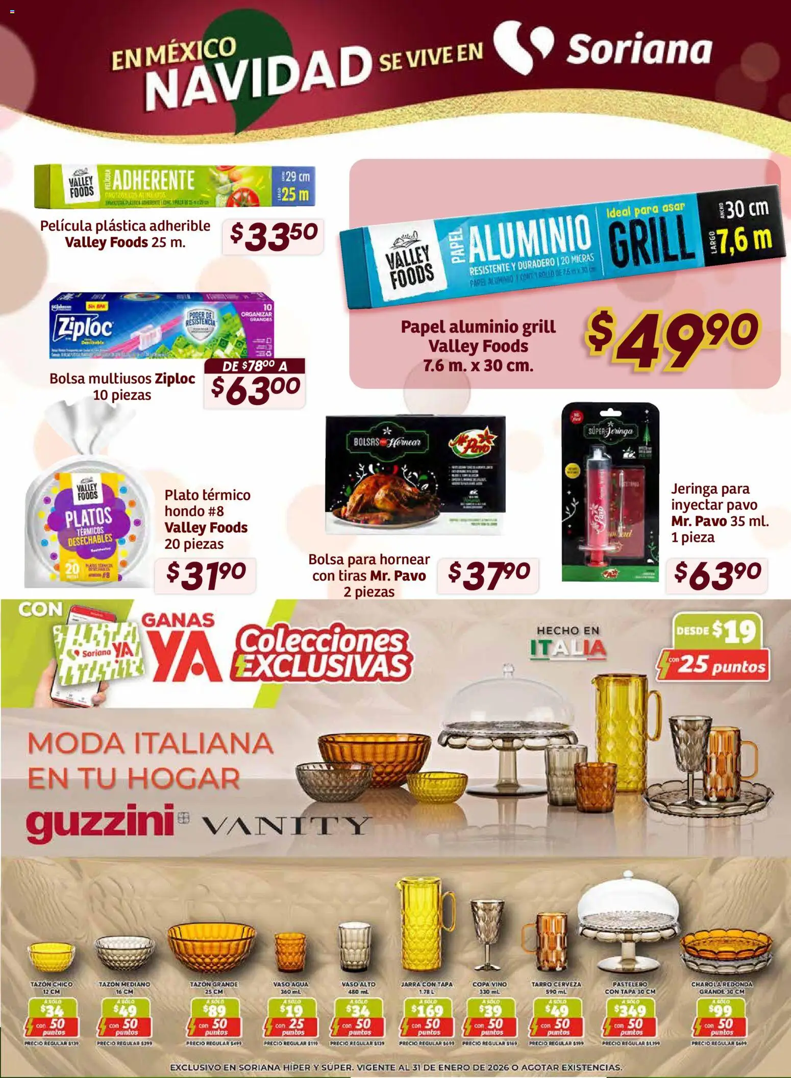 Nuevas ofertas de Soriana válidas en toda la República Mexicana desde el 11.12.2025. ¡Encuentra las mejores ofertas en Soriana - Preciazazaso Súper: Ags, Col, Gto, Jal, Mich! | Página: 28 | Productos: Bolsa, Agua, Vino, Jarra