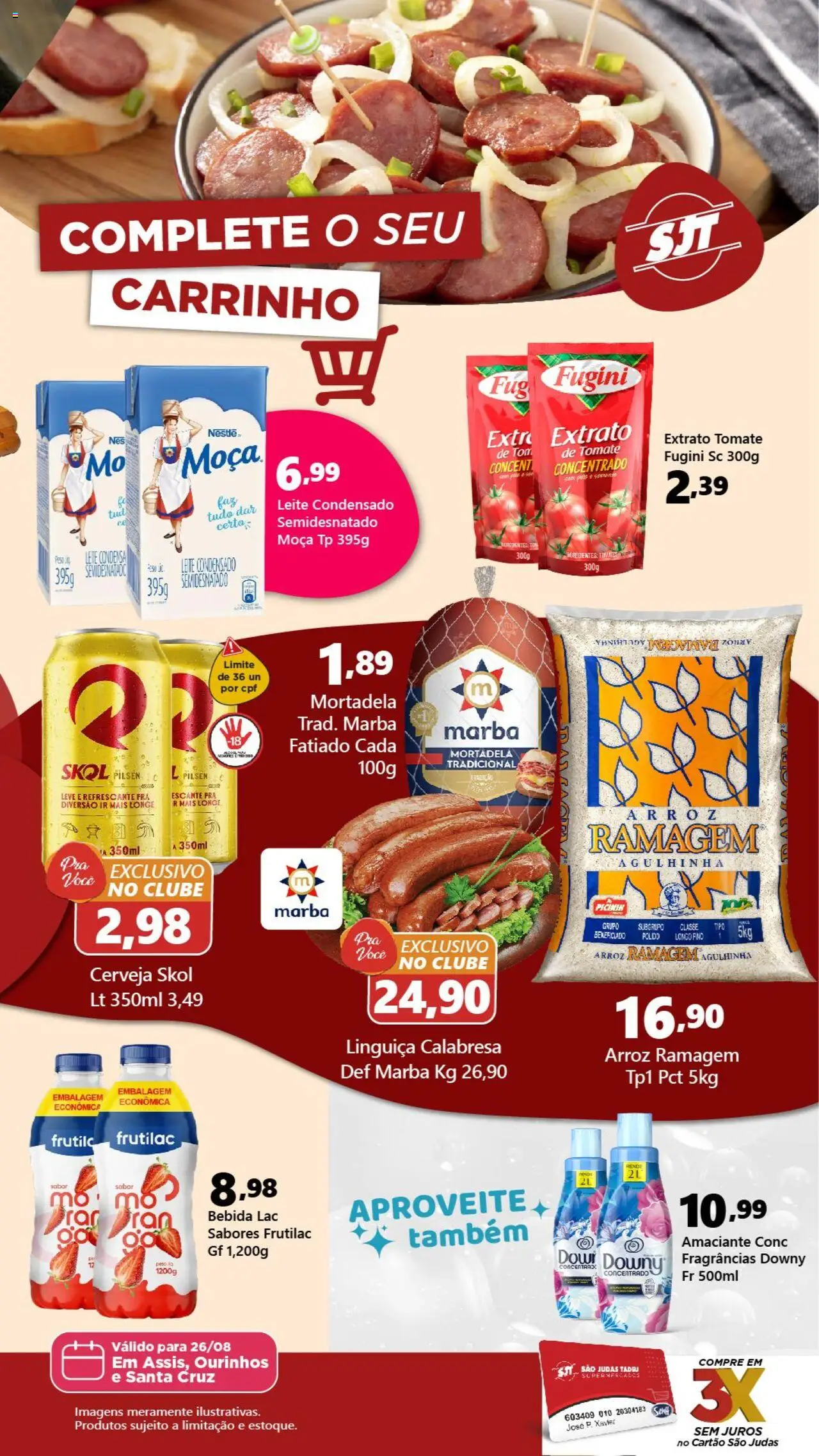 São Judas Tadeu Folheto - válido de 26.08.2025 | Página: 2 | Produtos: Linguiça, Leite, Cerveja, Leite condensado