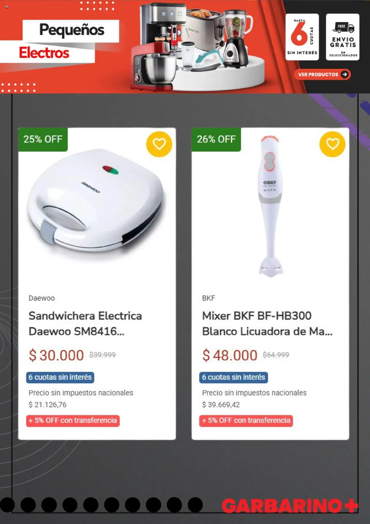 Garbarino catálogo │ válido desde el 09.10.2025 | Página: 6 | Productos: Sandwichera, Licuadora