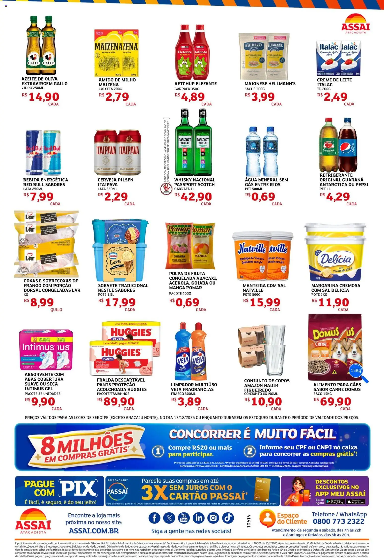 Assaí Atacadista Folheto - válido de 12.12.2025 | Página: 2 | Produtos: Amido de milho, Creme, Sorvete, Azeite
