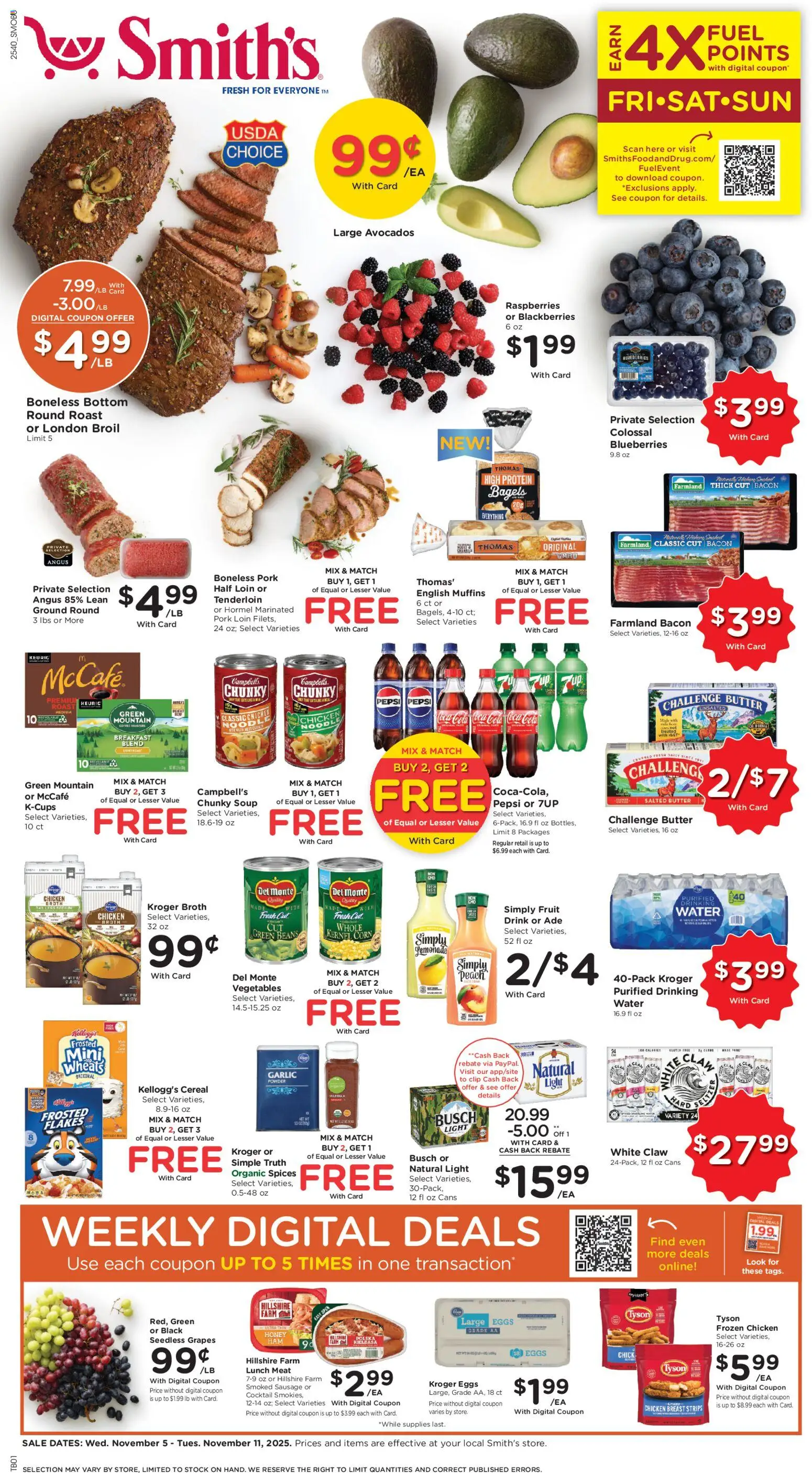 Smith's Weekly Ad - ID - valid from 05.11.2025 | Page: 1 | Products: Butter, Eggs, Spices, Sausage