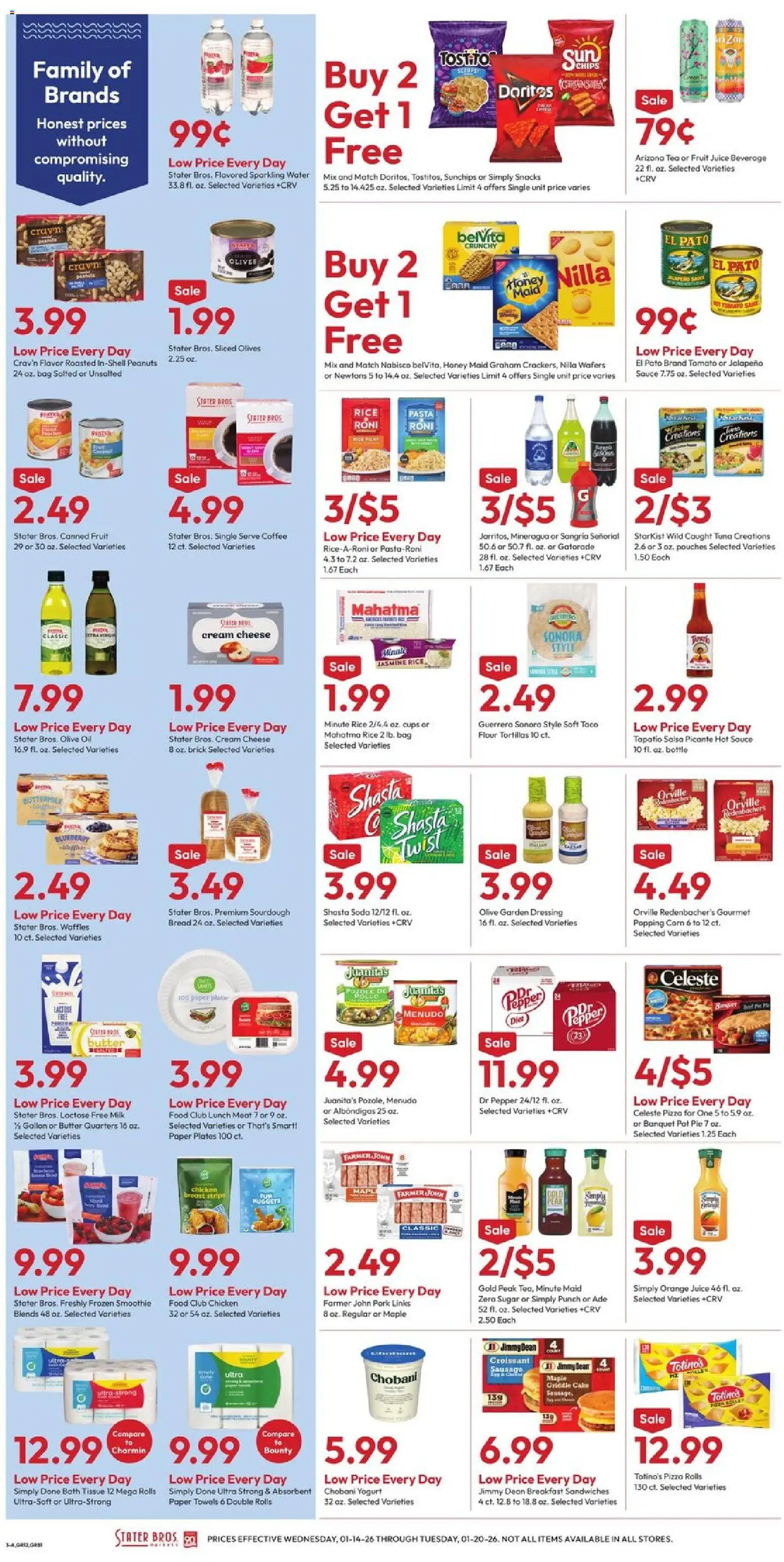 Stater Bros Weekly Ad - valid from 14.01.2026 | Page: 3 | Products: Butter, Bread, Pizza, Pasta