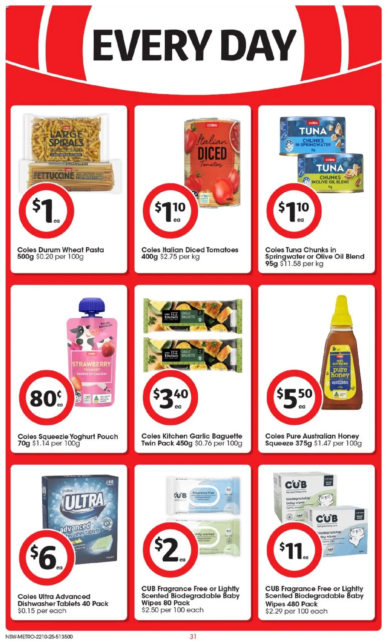 Coles catalogue - valid from 22.10.2025 | Page: 31 | Products: Yoghurt, Tuna, Wheat, Dishwasher