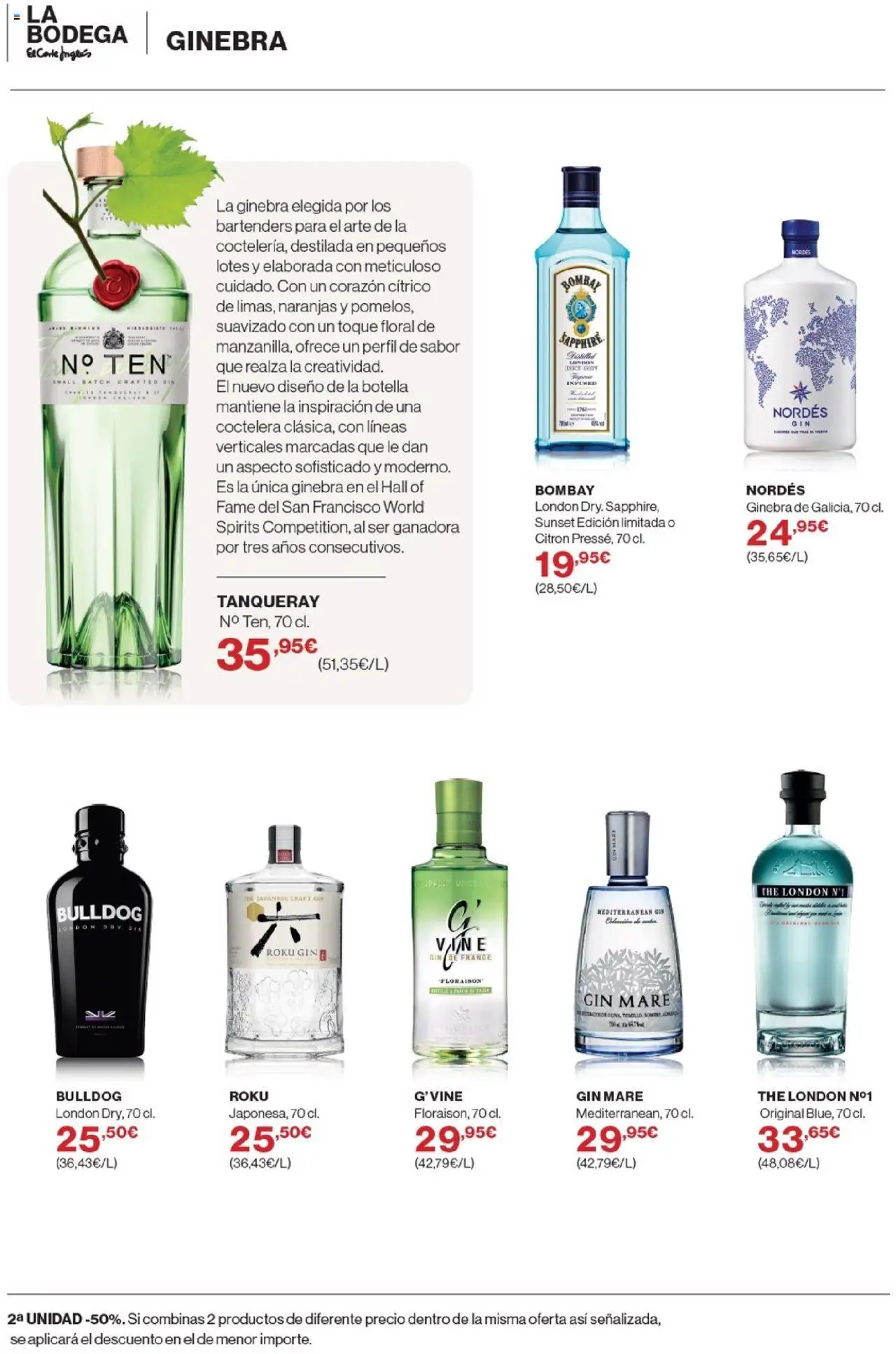 Nuevas ofertas de El Corte Inglés válidas en toda la República Mexicana desde el 02.10.2025. ¡Encuentra las mejores ofertas en El Corte Inglés - Catálogo La Bodega! | Página: 32 | Productos: Gin, Naranjas, Ginebra, Perfil