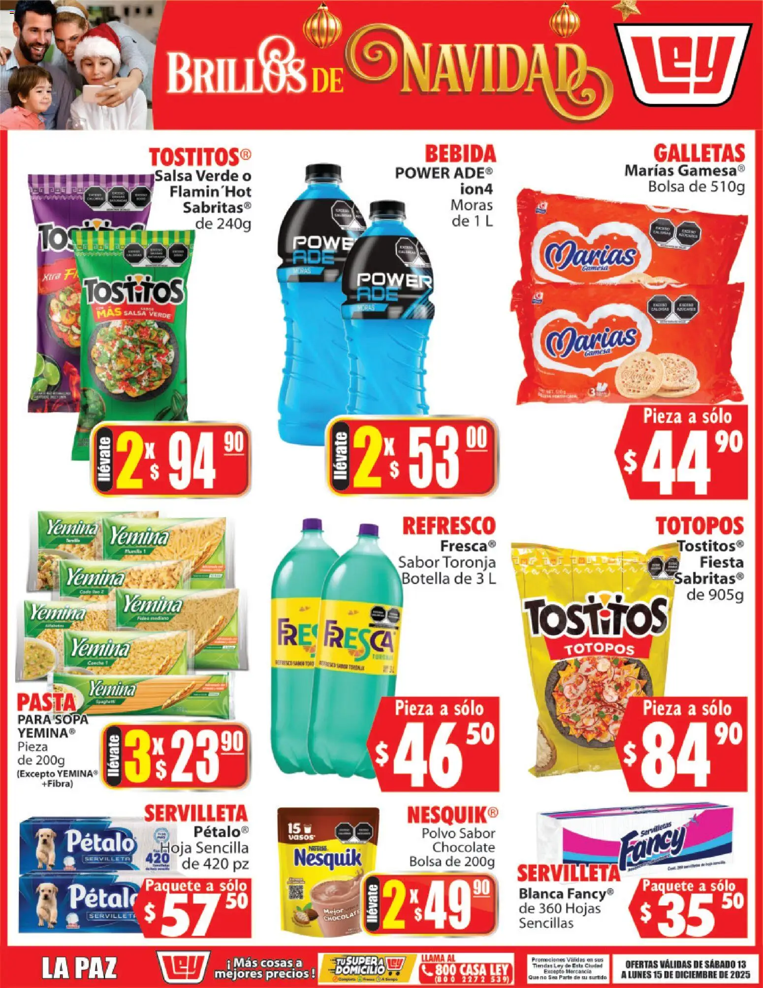 Nuevas ofertas de Casa Ley válidas en toda la República Mexicana desde el 13.12.2025. ¡Encuentra las mejores ofertas en Casa Ley folleto Brillos de Navidad! | Página: 3 | Productos: Bolsa, Chocolate, Pasta, Botella